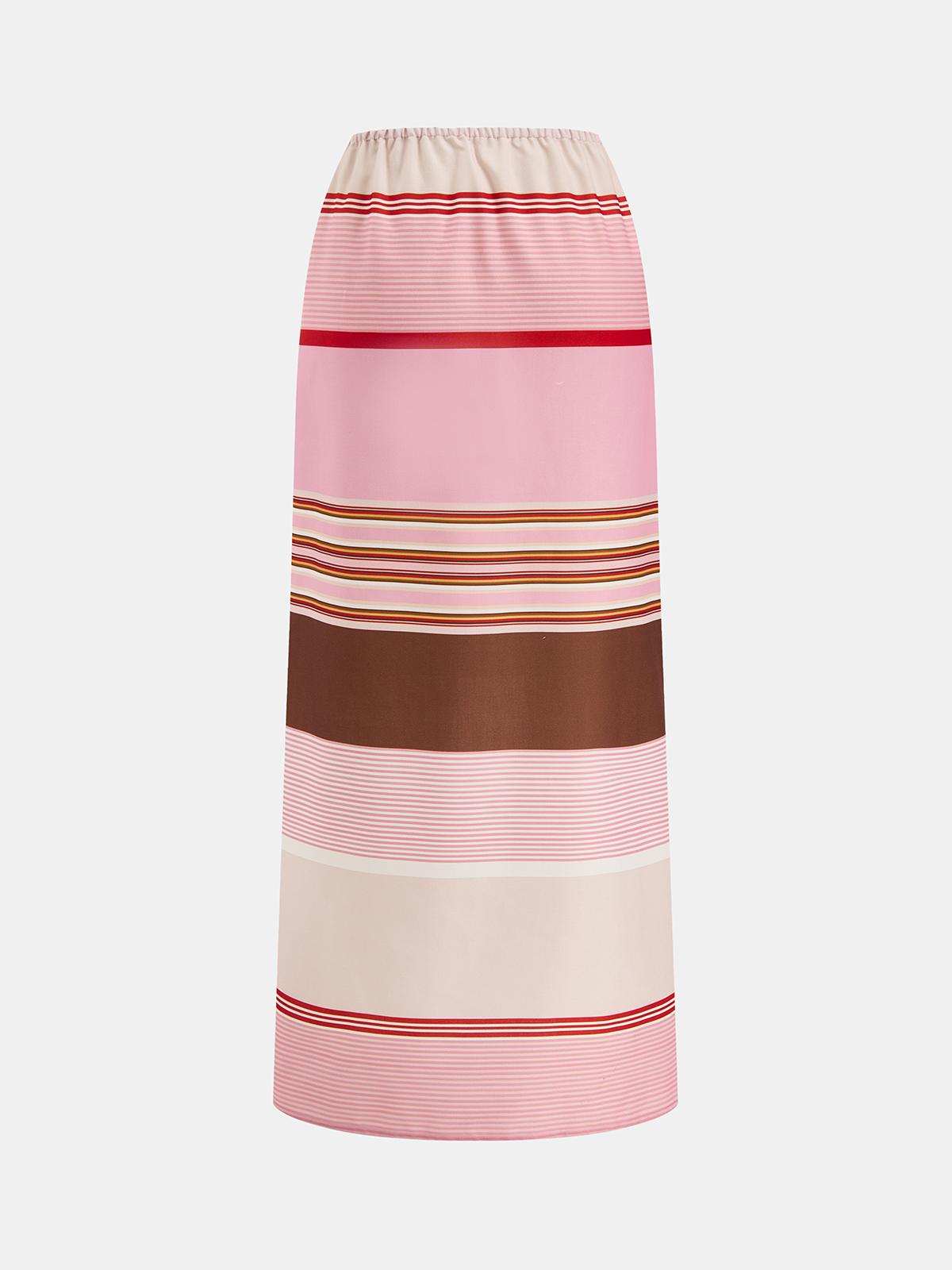 Striped Strapless Asymmetric Top & Skirt Set