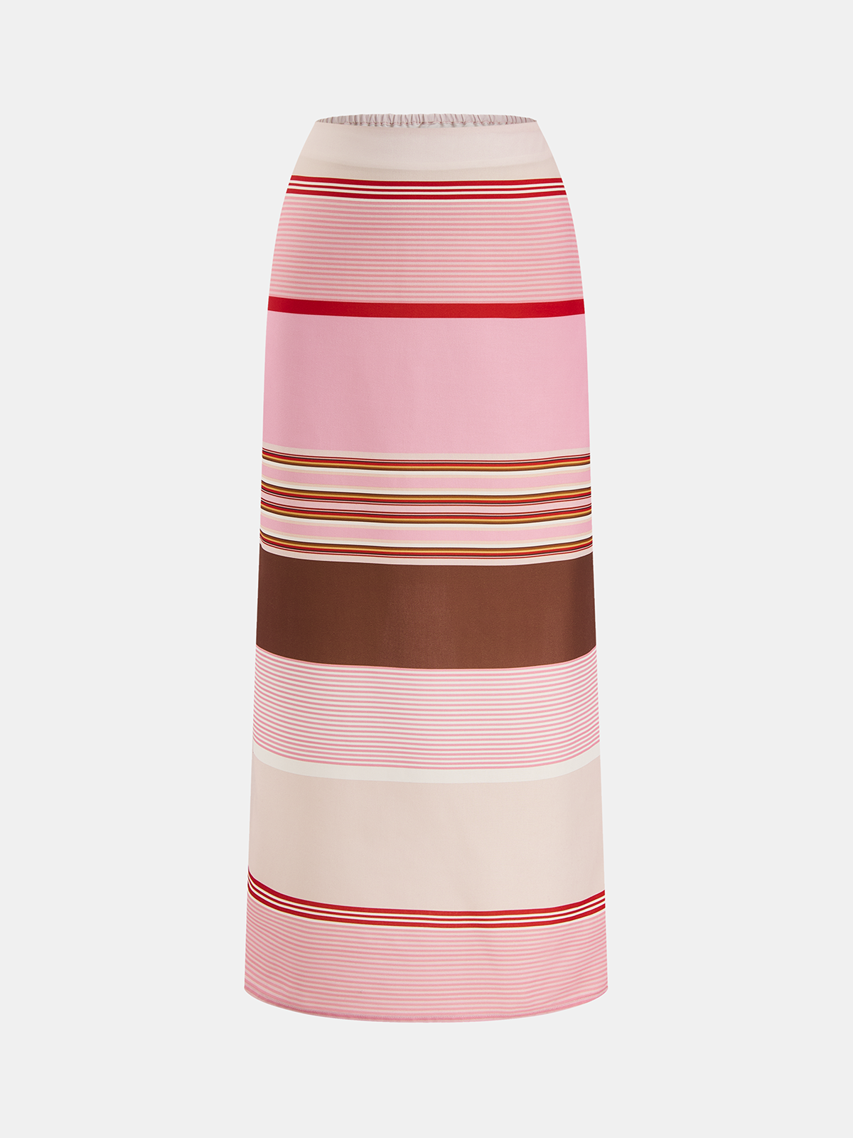 Striped Strapless Asymmetric Top & Skirt Set