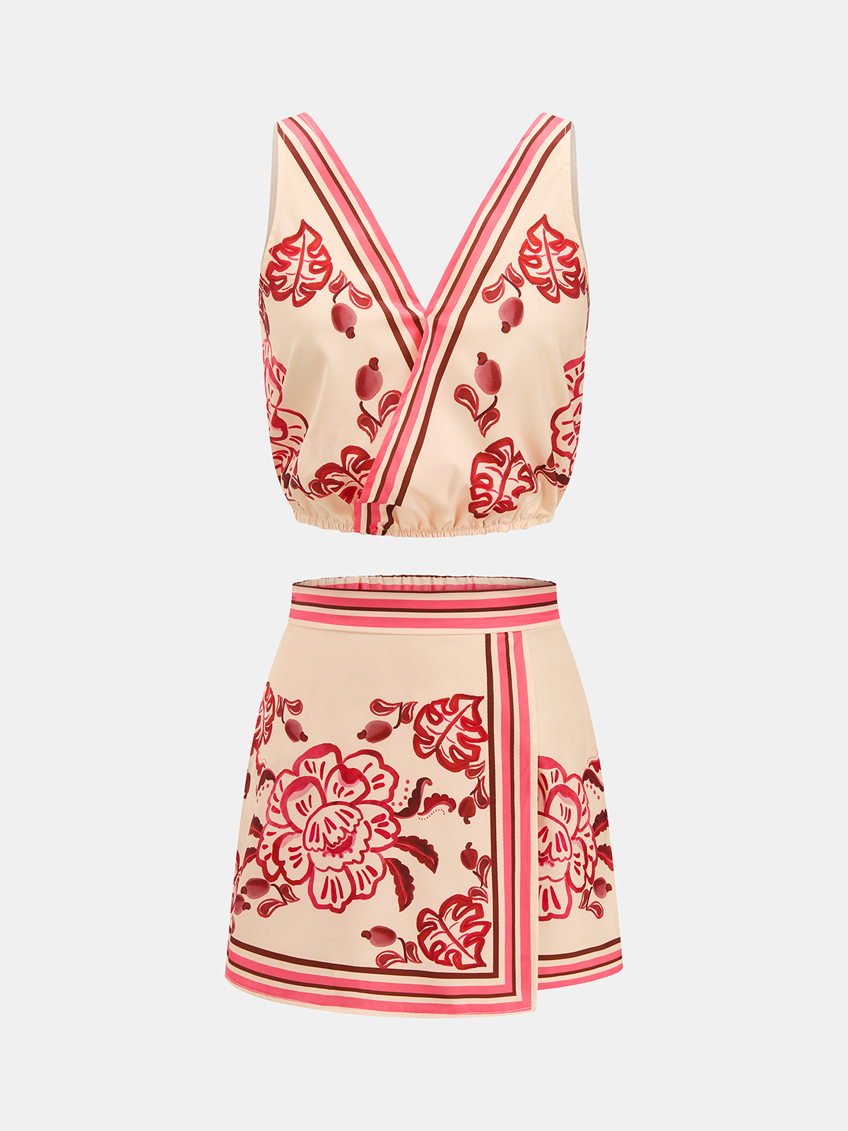 Floral Print Crop Top & Skort Set