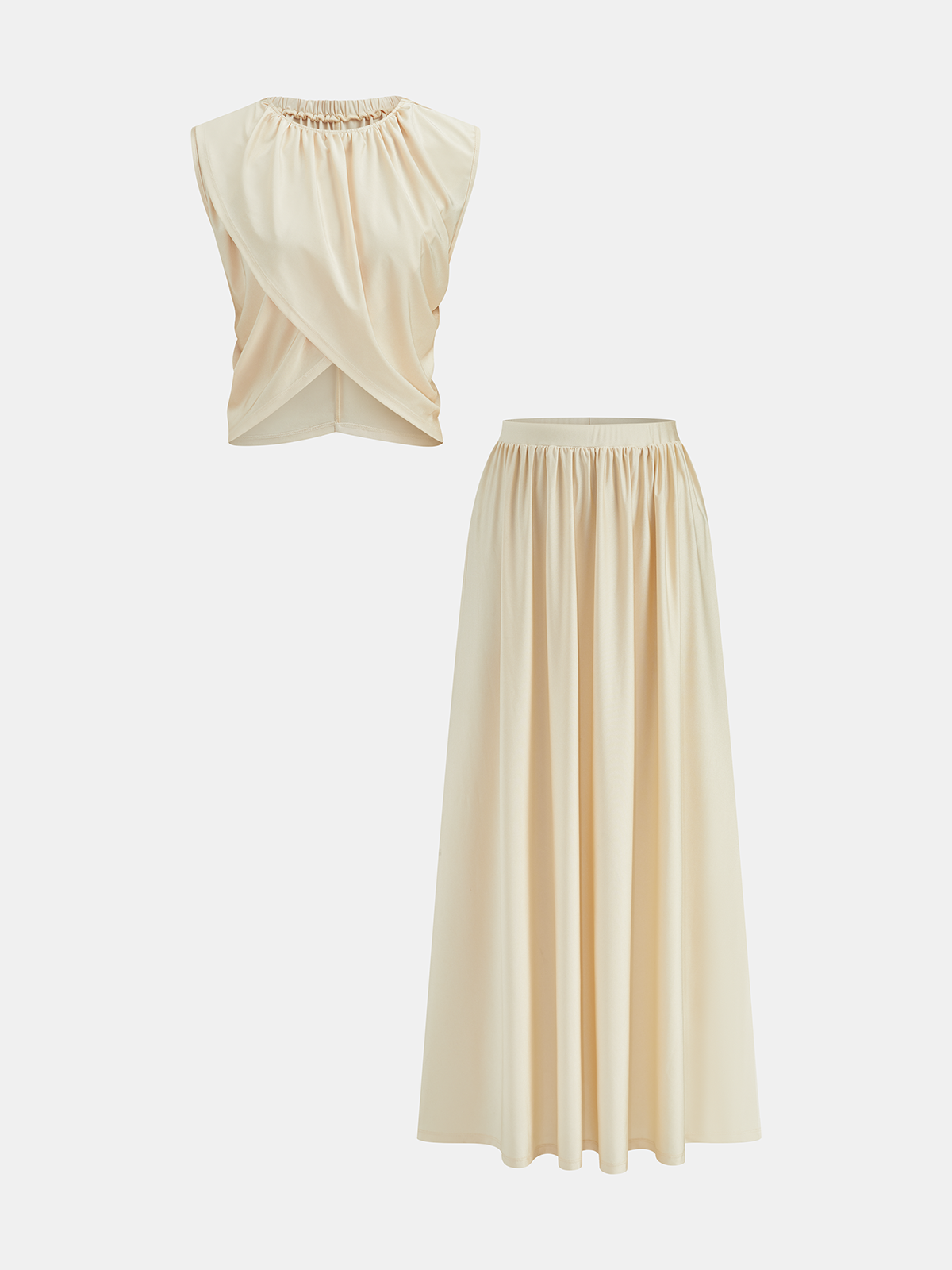 Sleeveless Wrap Crop Top & Maxi Skirt Set