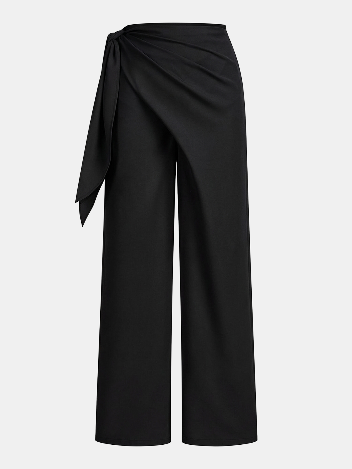 Drapierte Wickelhose mit weitem Bein