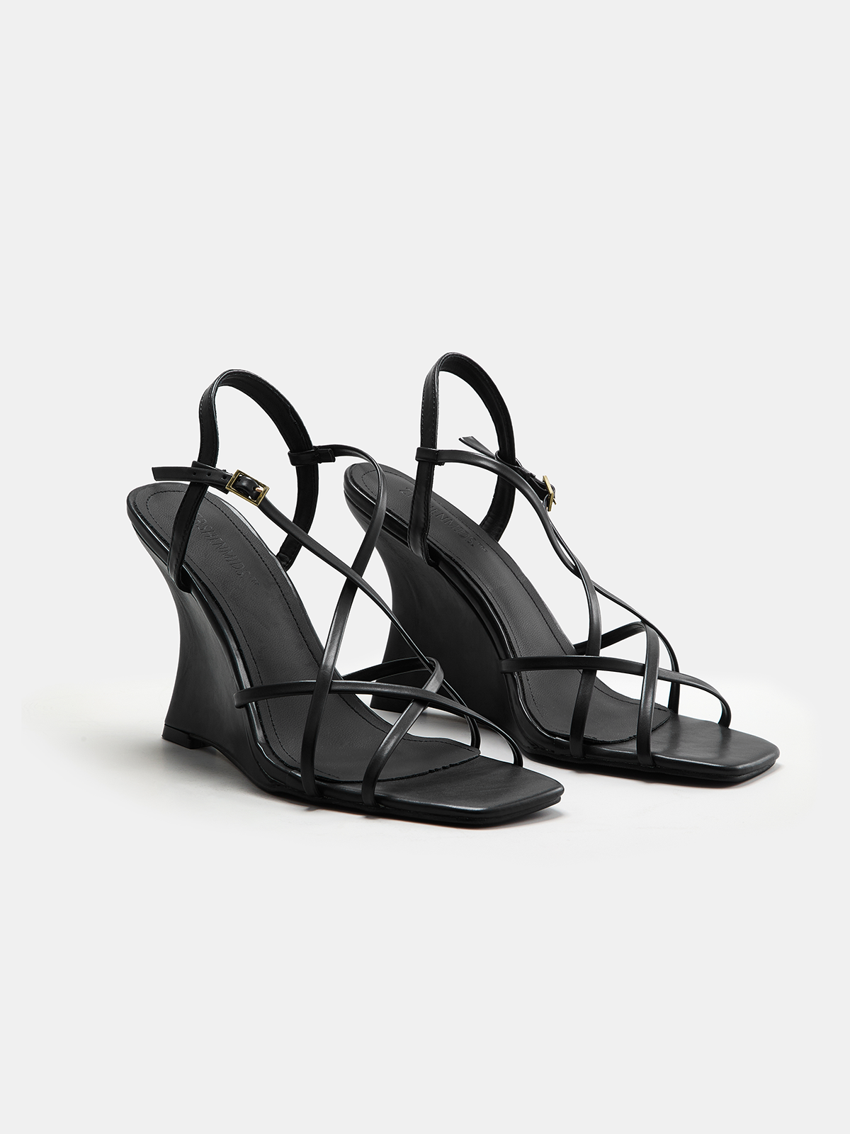 Strappy Square Toe Wedge Sandals