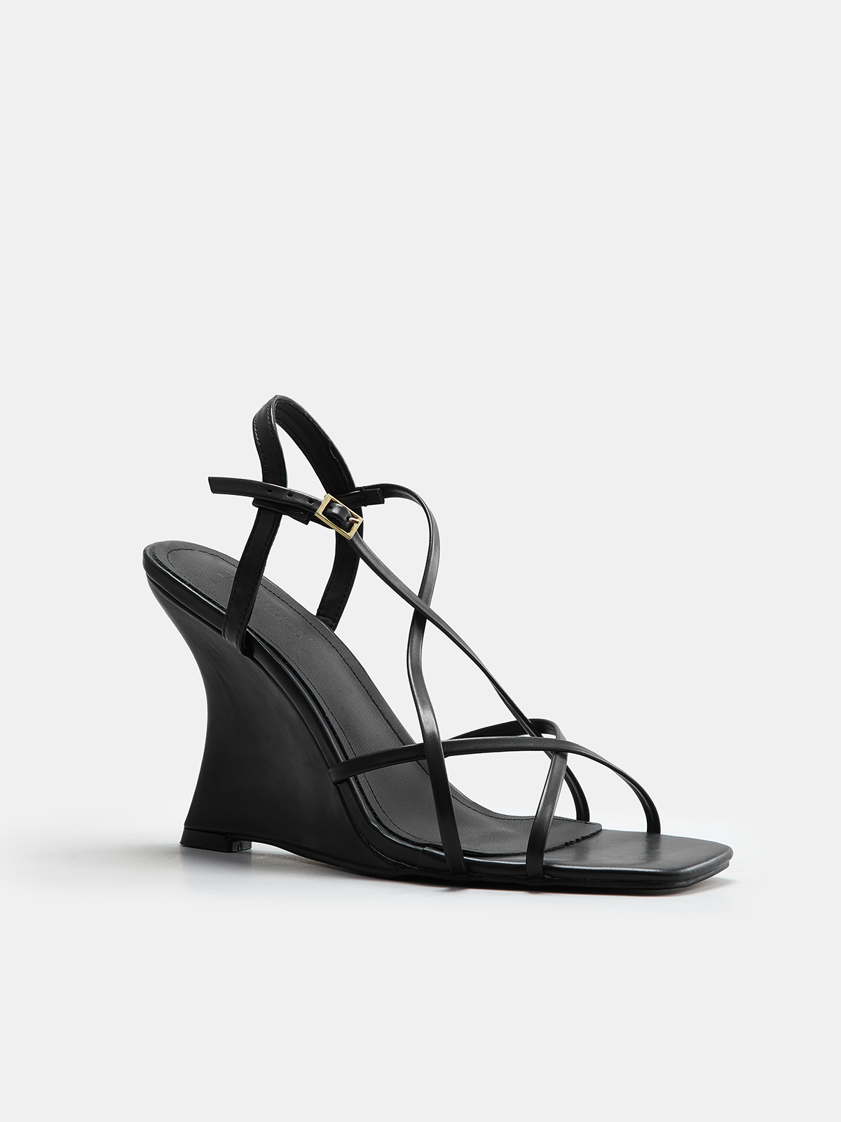 Strappy Square Toe Wedge Sandals