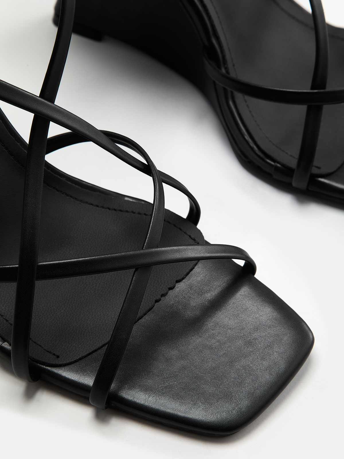 Strappy Square Toe Wedge Sandals