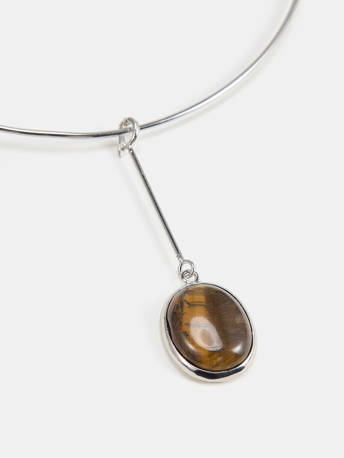 Tiger Eye Pendant Choker Necklace