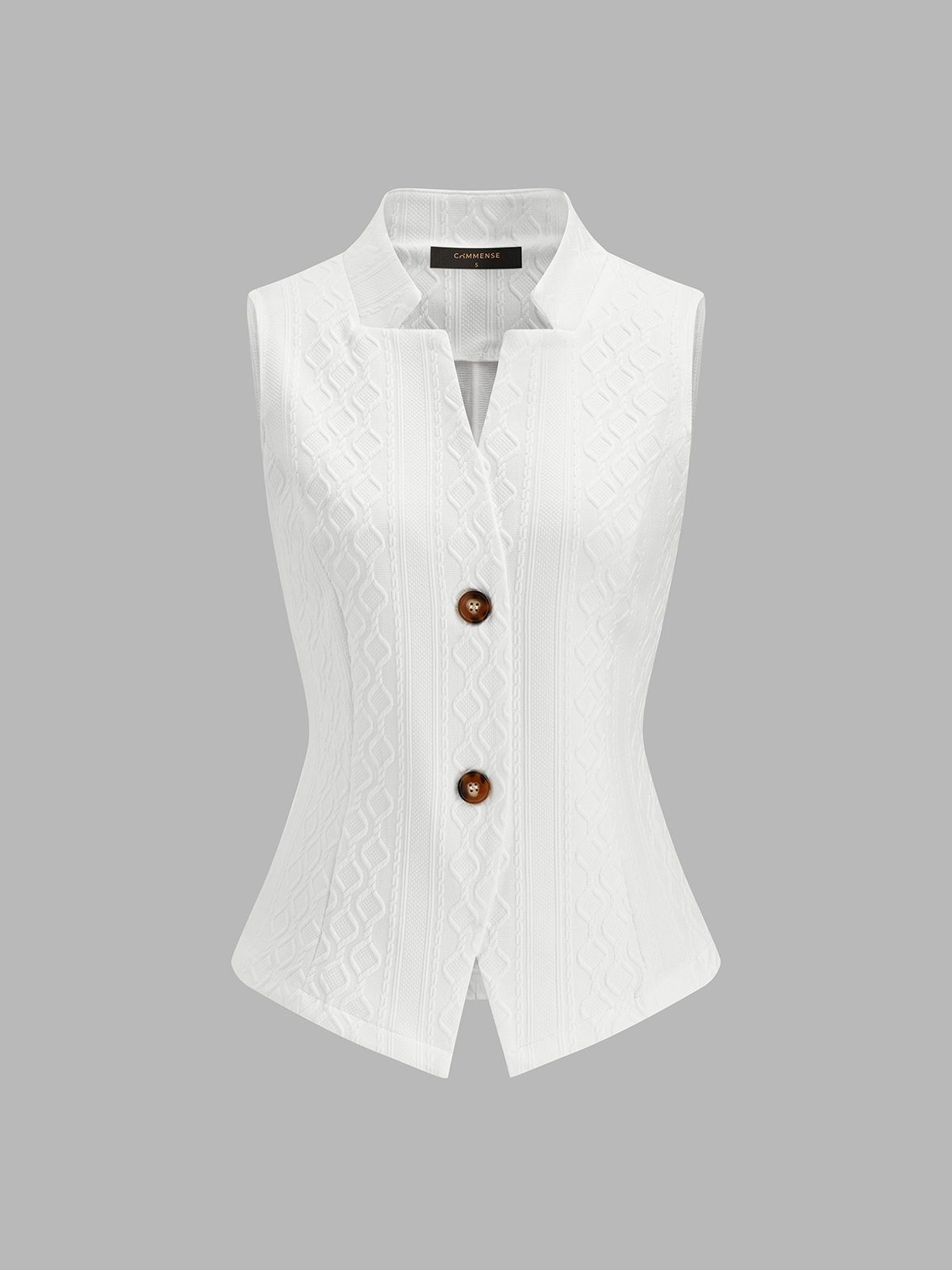 Gilet texturé boutonné à col montant