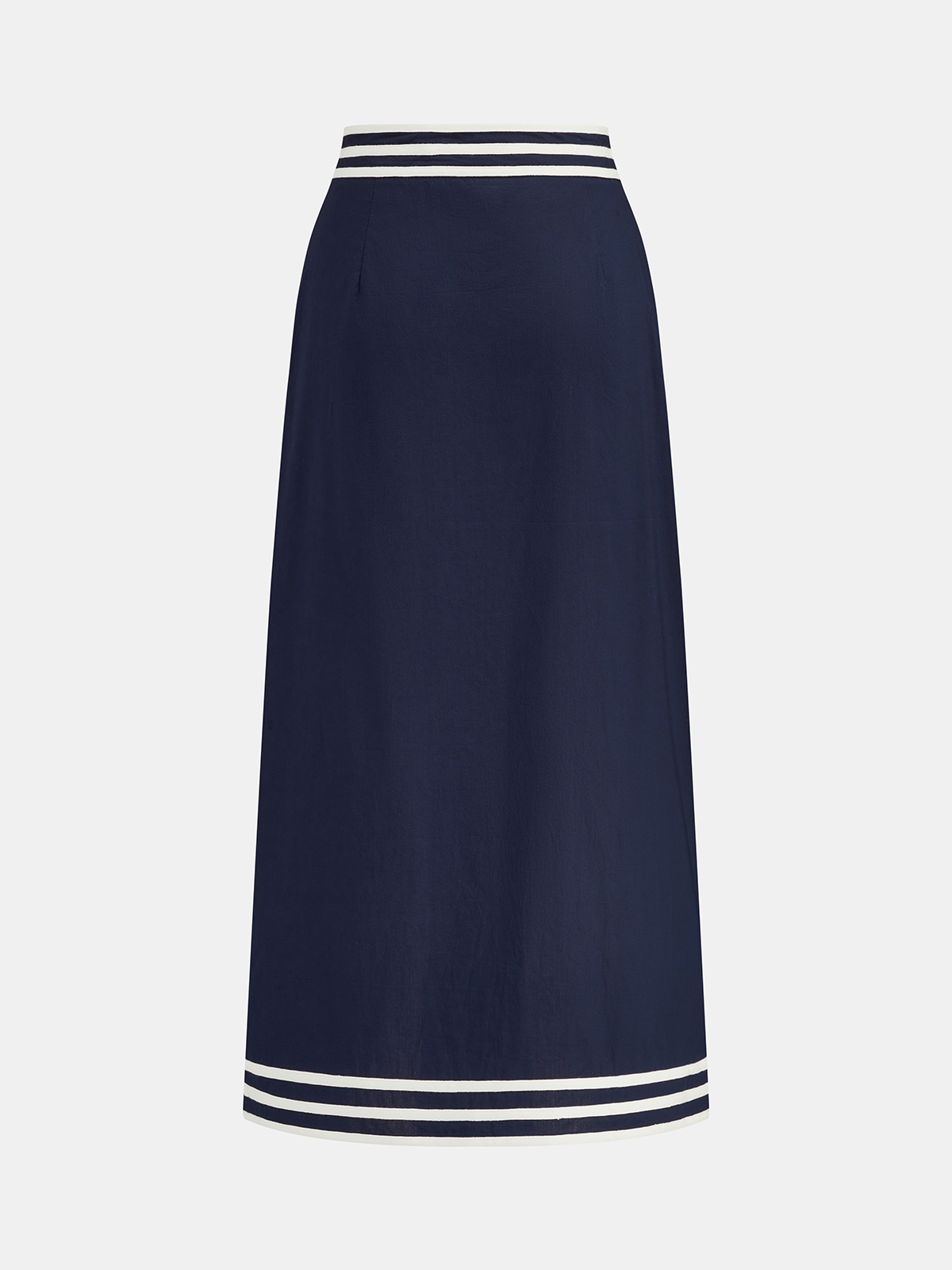 Cotton Peplum Top & Striped Midi Skirt Set