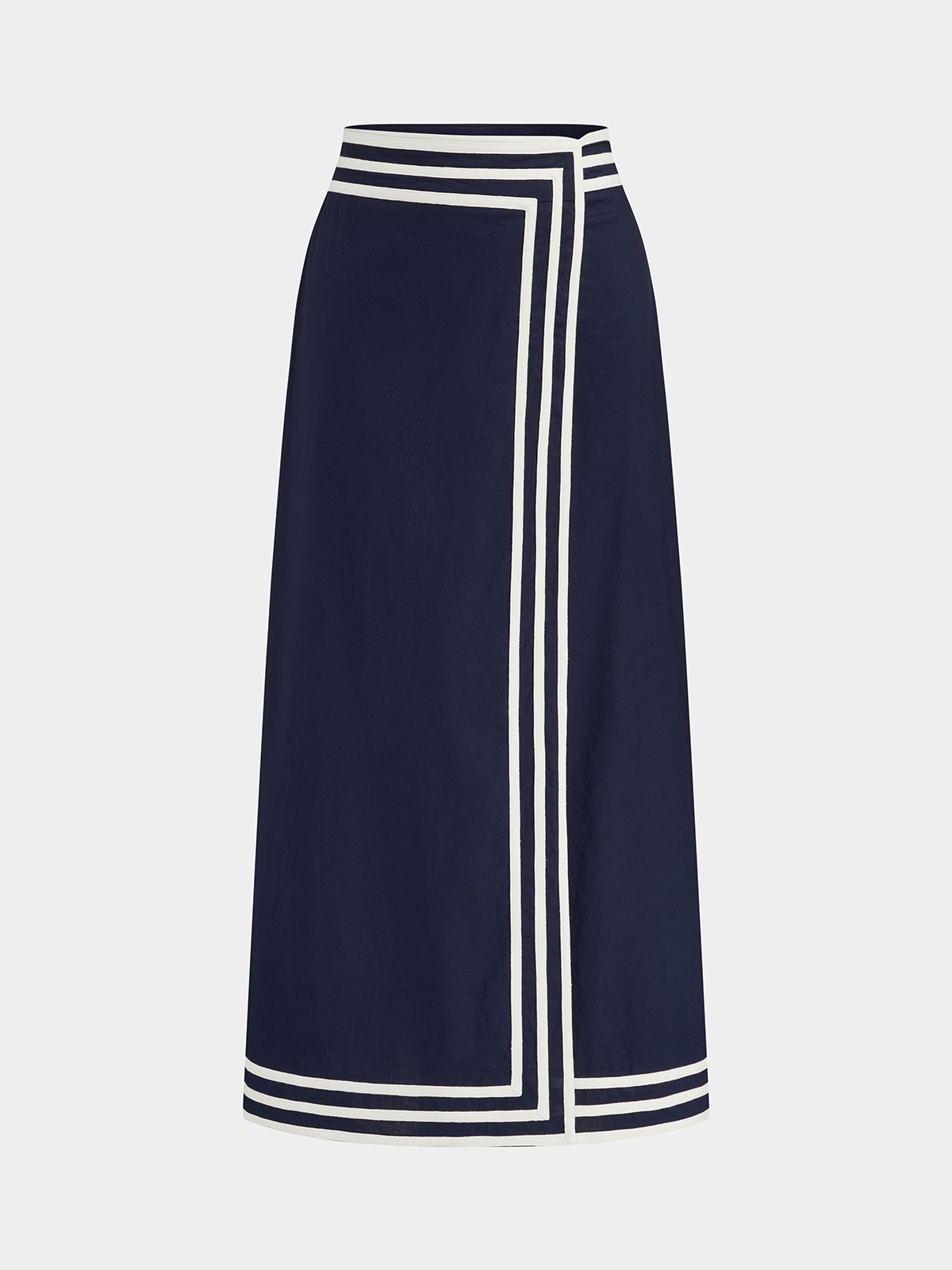 Cotton Peplum Top & Striped Midi Skirt Set