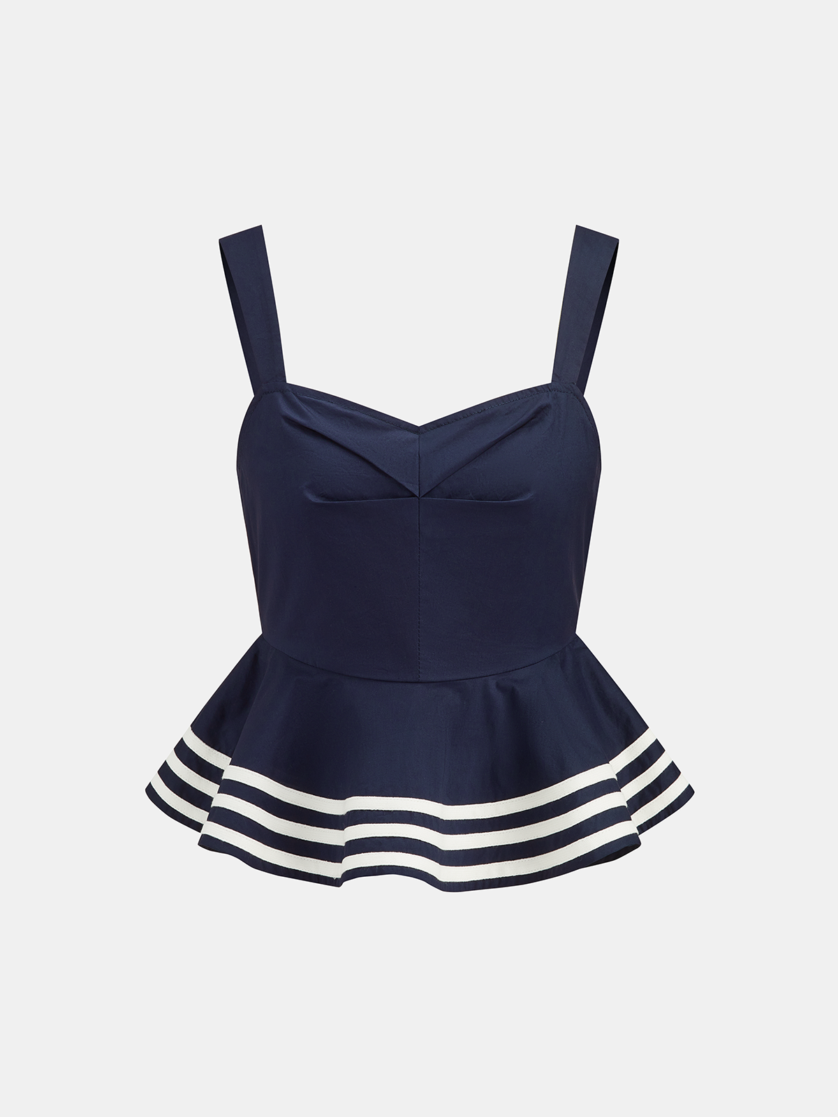 Cotton Peplum Top & Striped Midi Skirt Set
