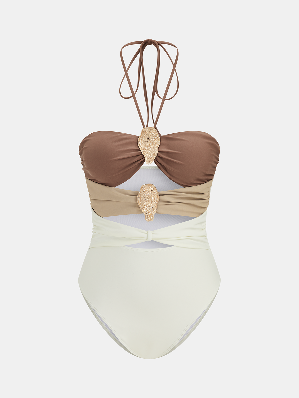 Color Block One-Piece Swimsuit & Cover-Up Skirt Set