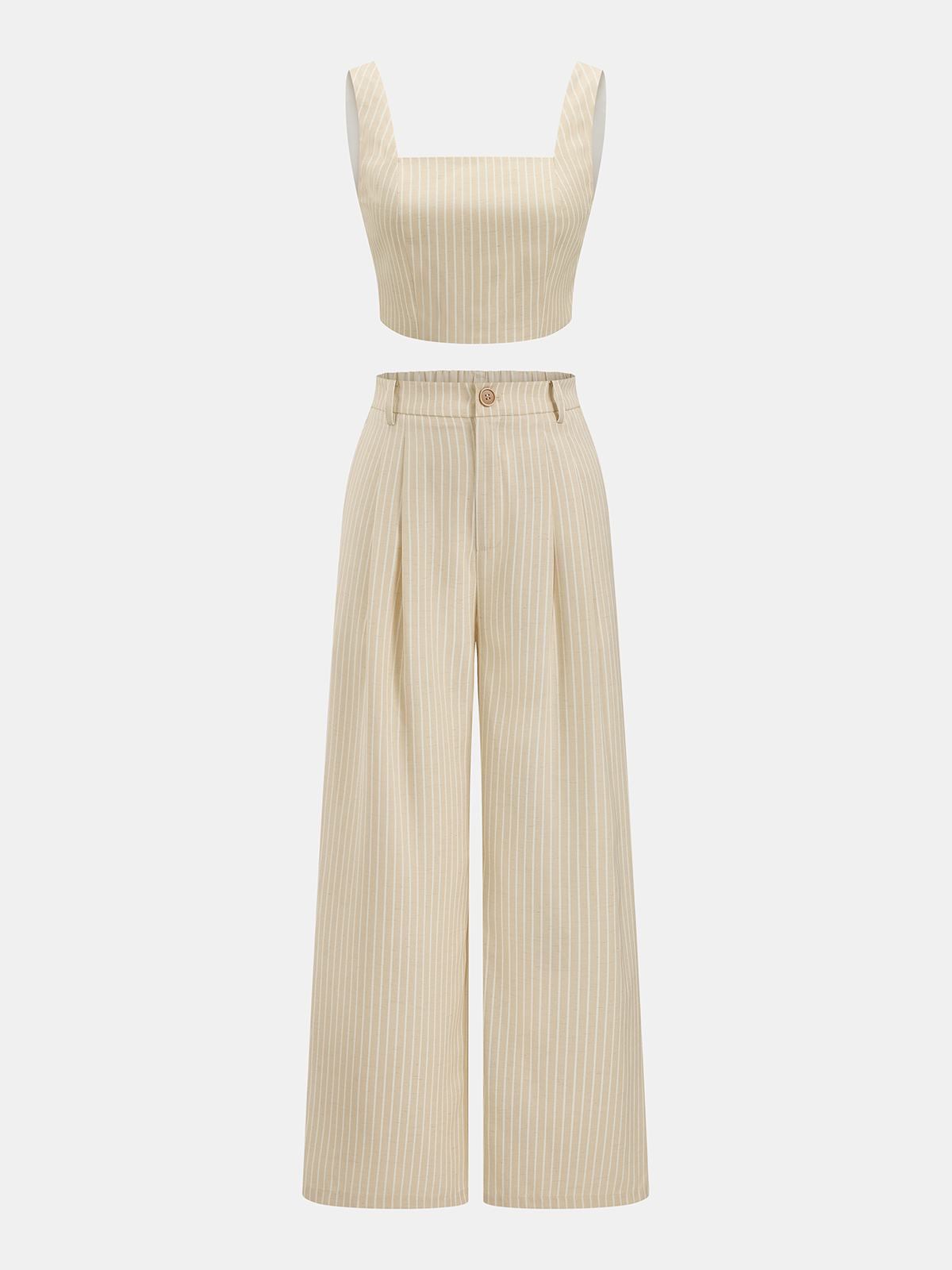 Linen-Blend Striped Crop Top & Pants Set