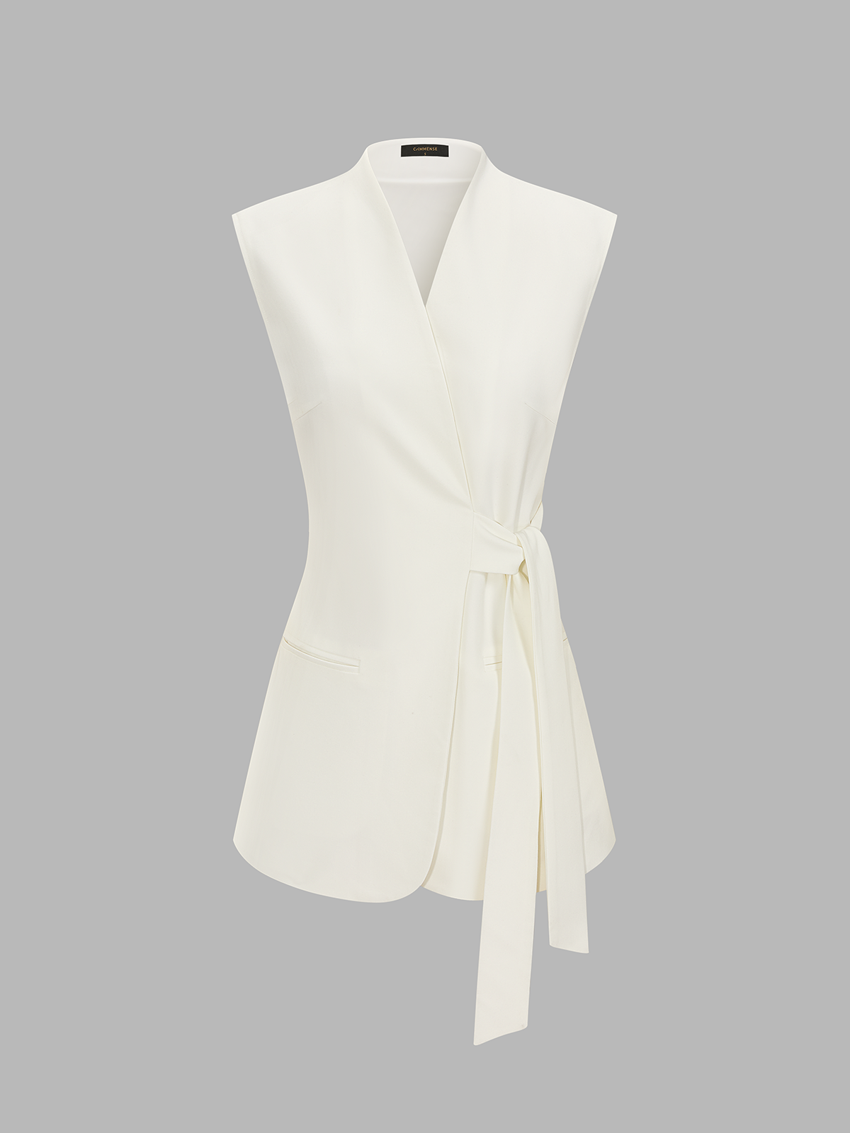 Gilet blazer sans manches à nouer à la taille