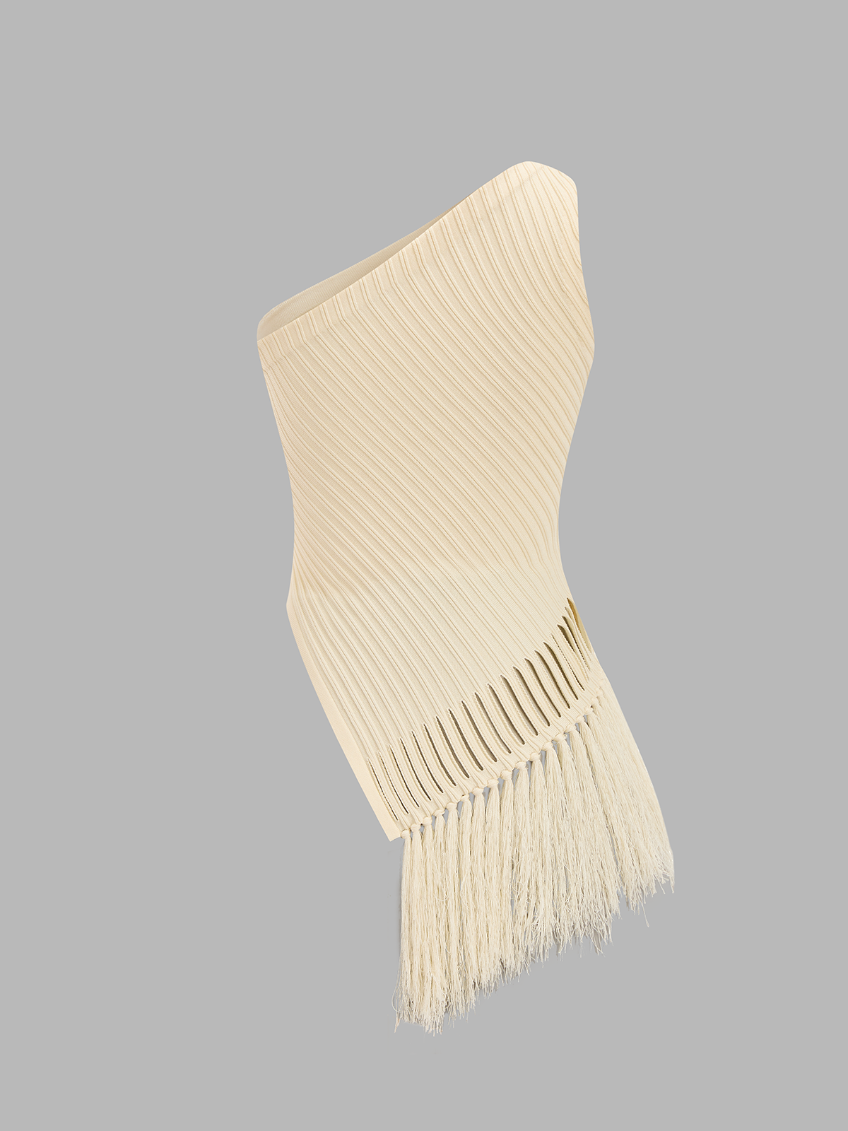 One Shoulder Fringe Knitted Tank Top