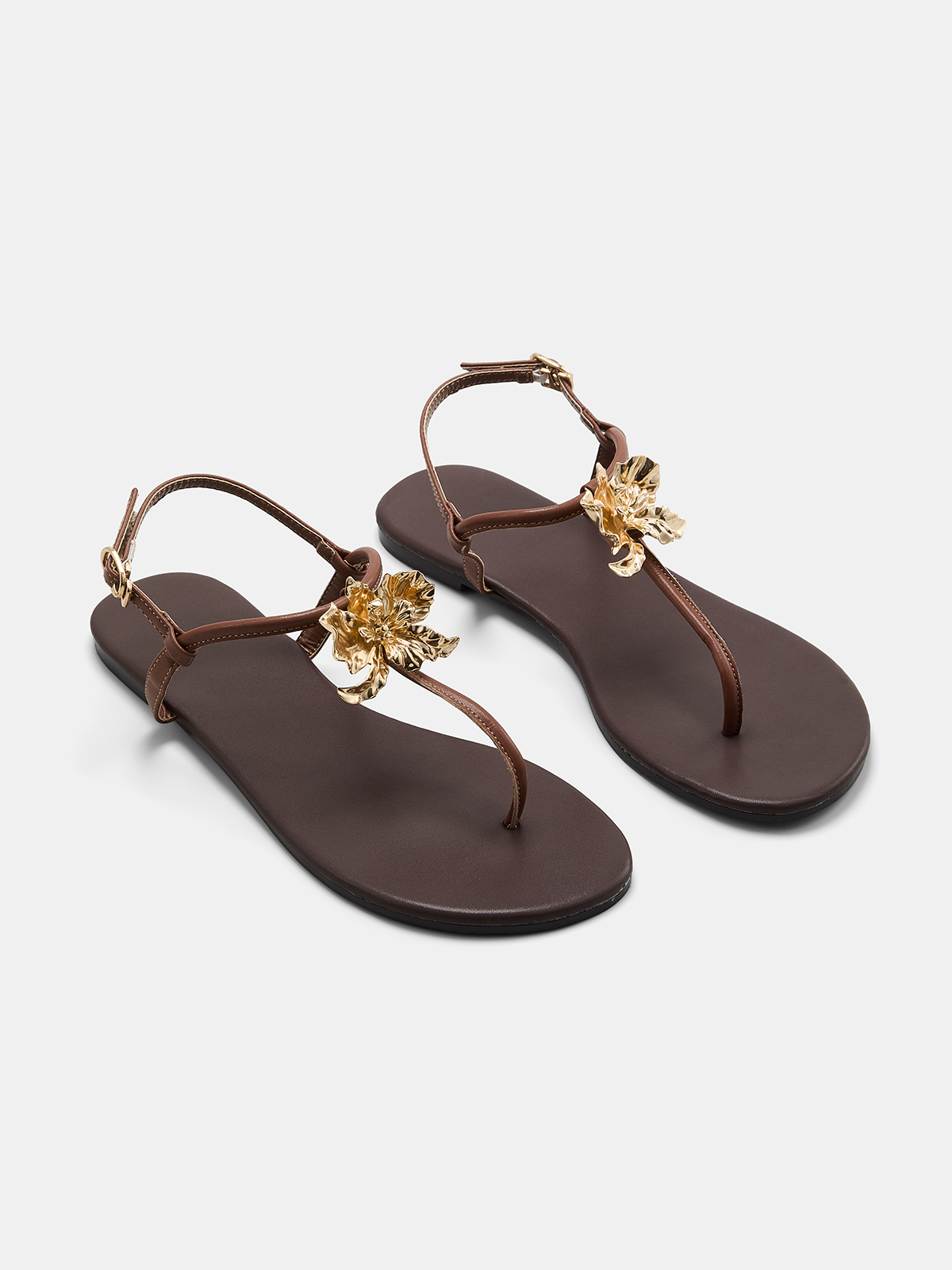 Flower Detail Thong Flat Sandals