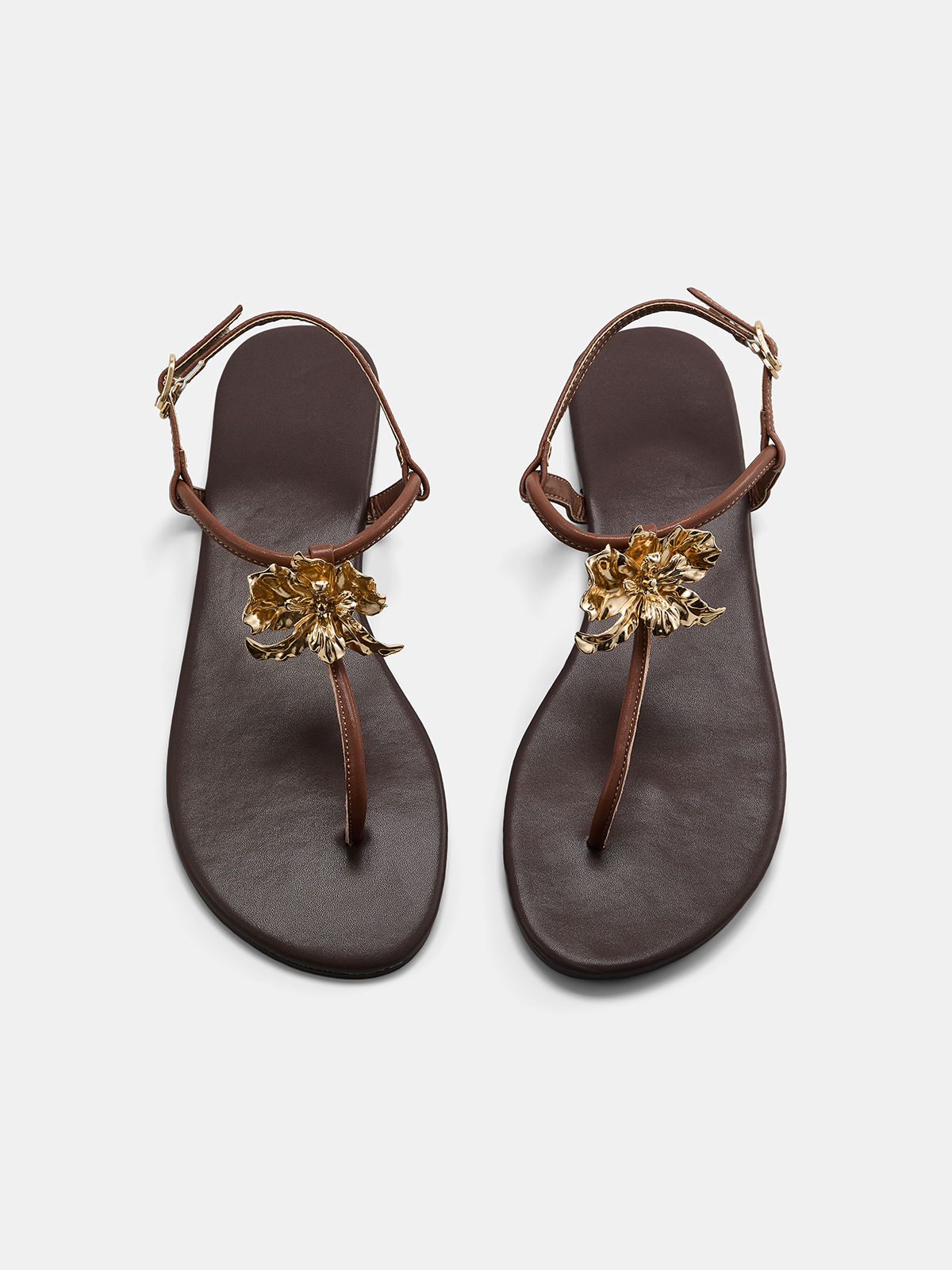 Flower Detail Thong Flat Sandals