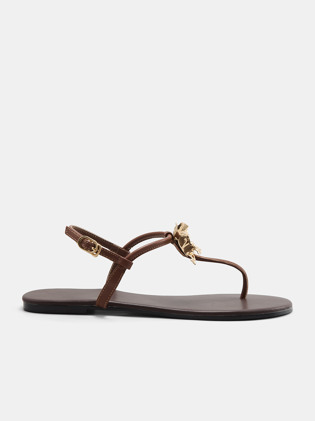 Flower Detail Thong Flat Sandals