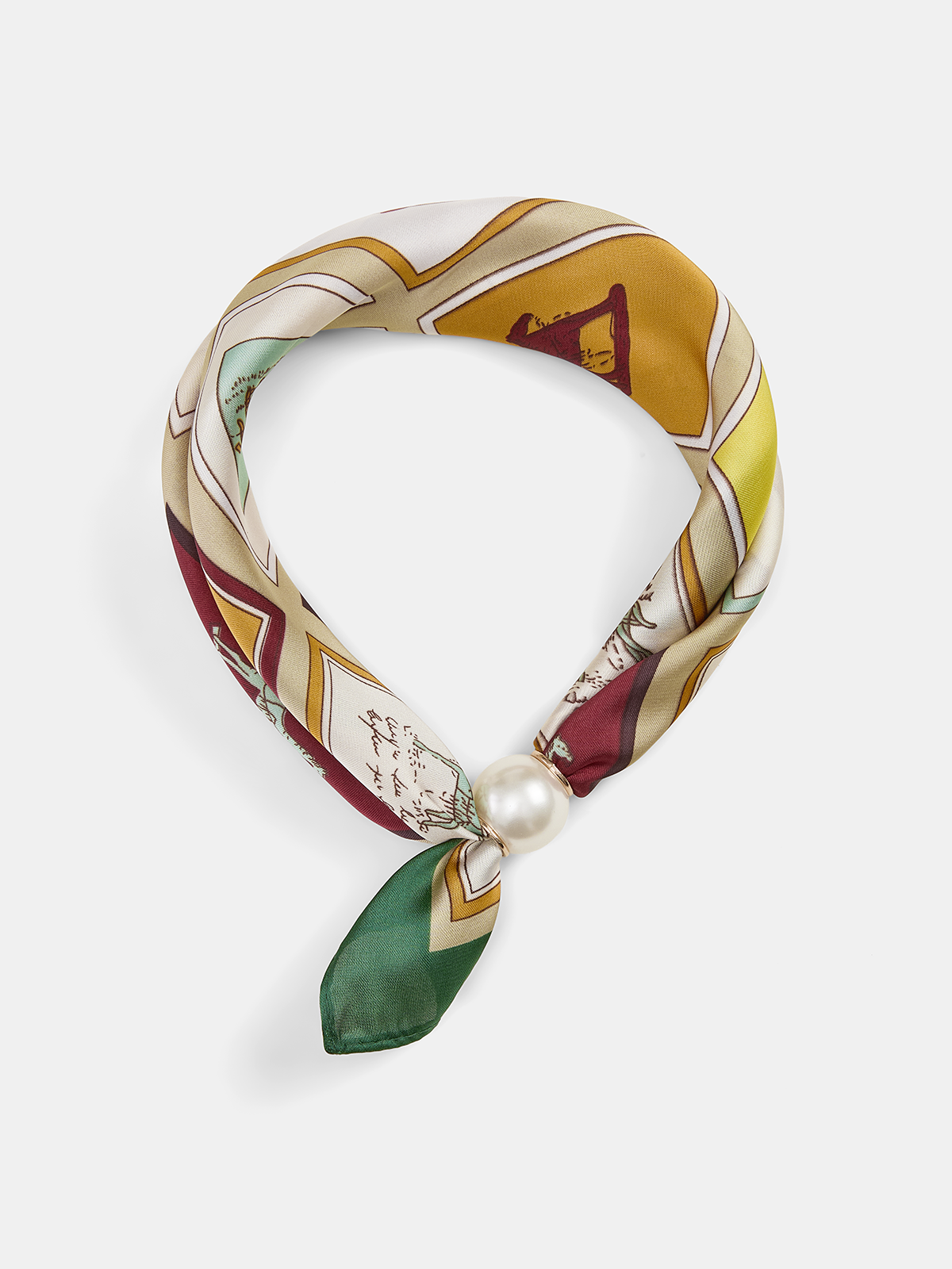 Pearl Accent Printed Scarf