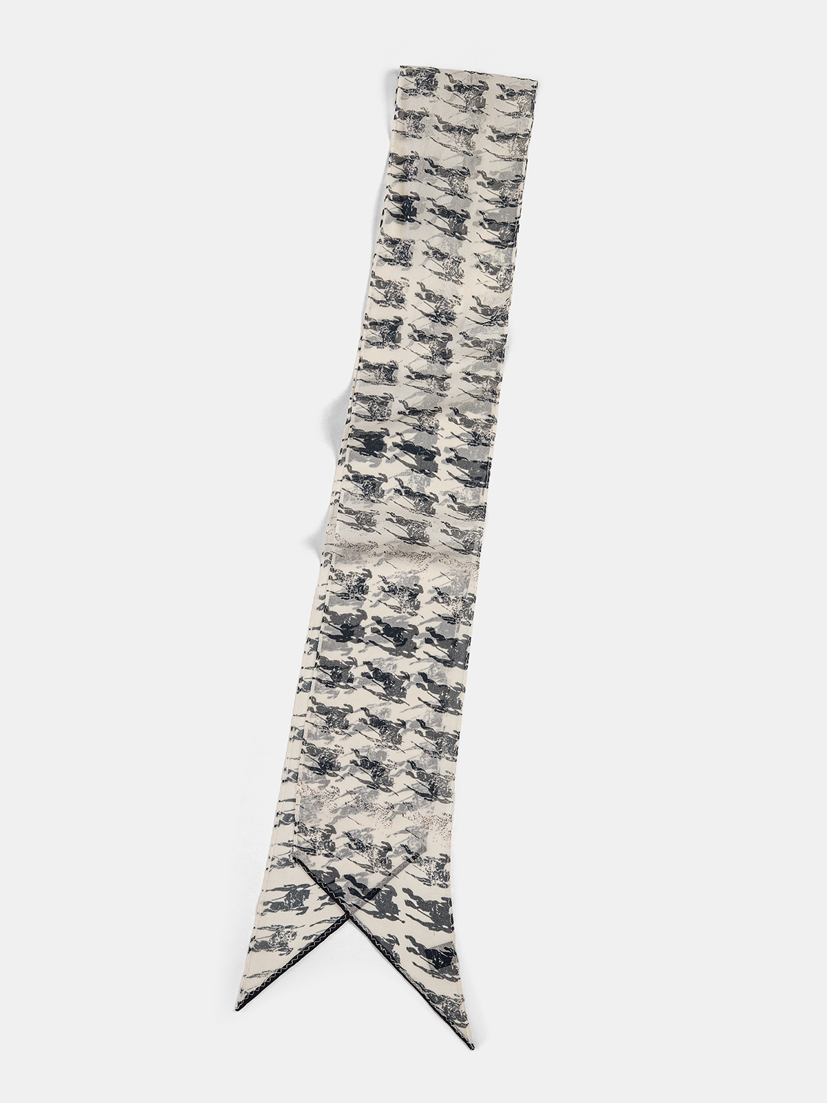 Silk Galloping Horse Print Skinny Scarf