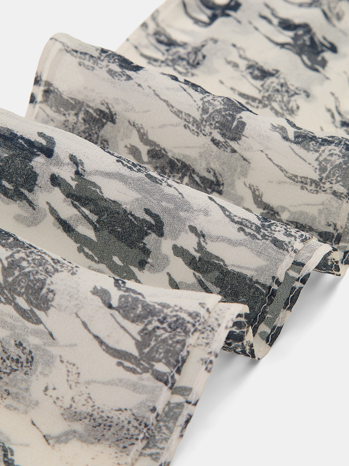 Silk Galloping Horse Print Skinny Scarf