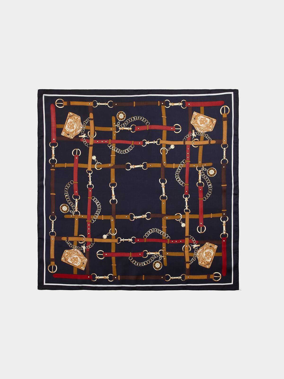 Chain Link Equestrian Print Square Scarf