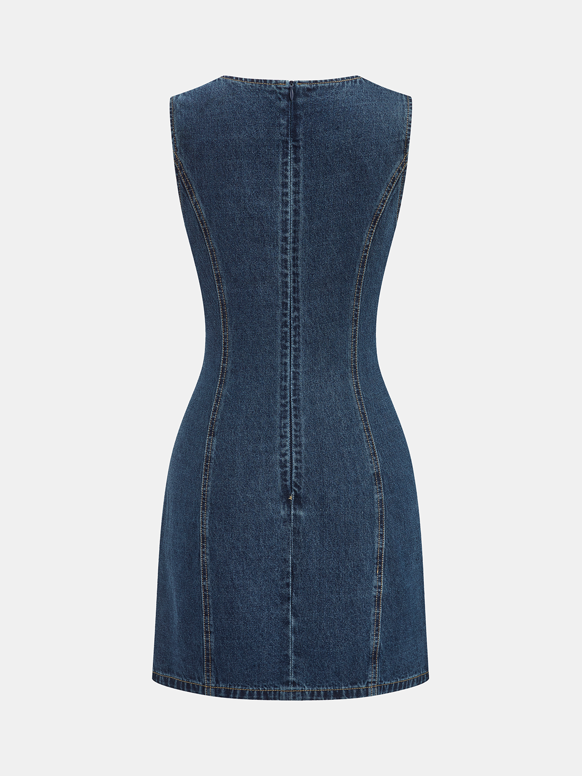 Sleeveless V-Neck Denim Mini Dress
