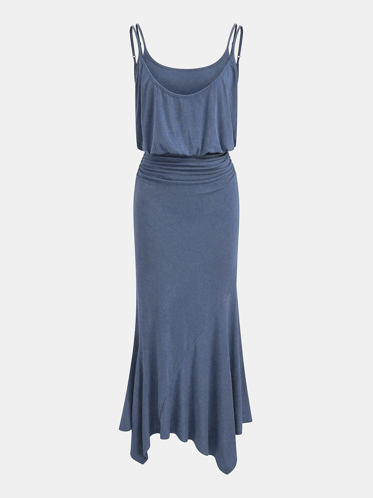 Gerüschtes asymmetrisches Cami-Maxikleid