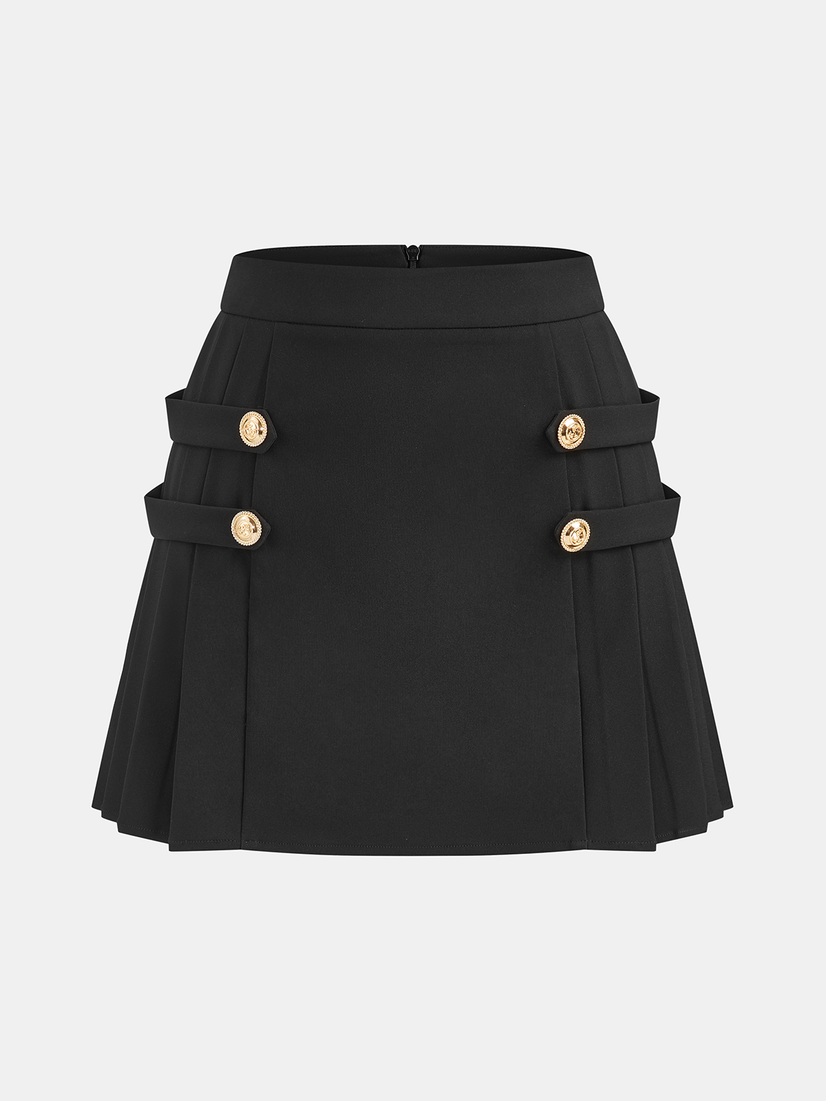 Metal Detail Pleated Mini Skirt