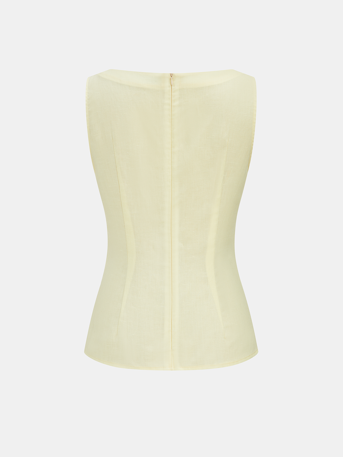Twisted Waist Linen Blend Sleeveless Blouse