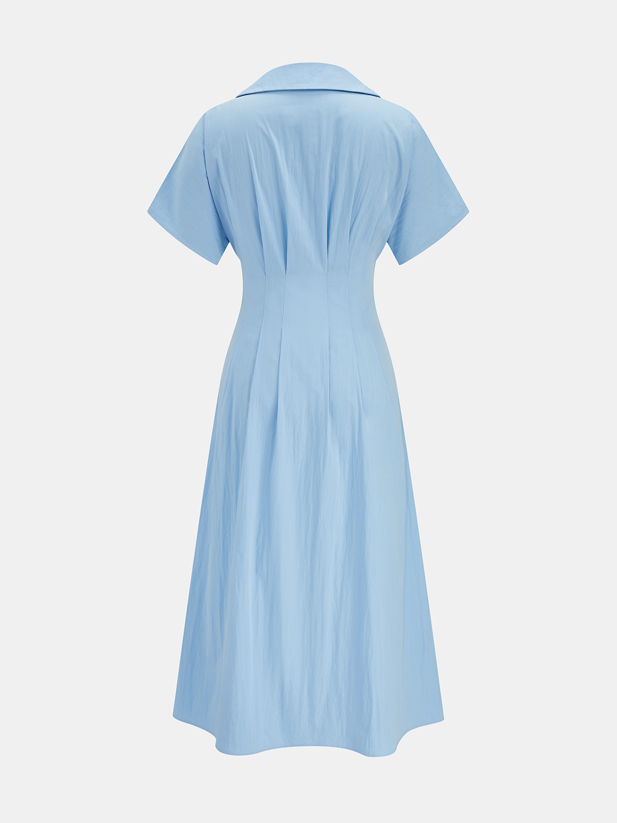 Short Sleeve Button Tie-Waist Midi Dress