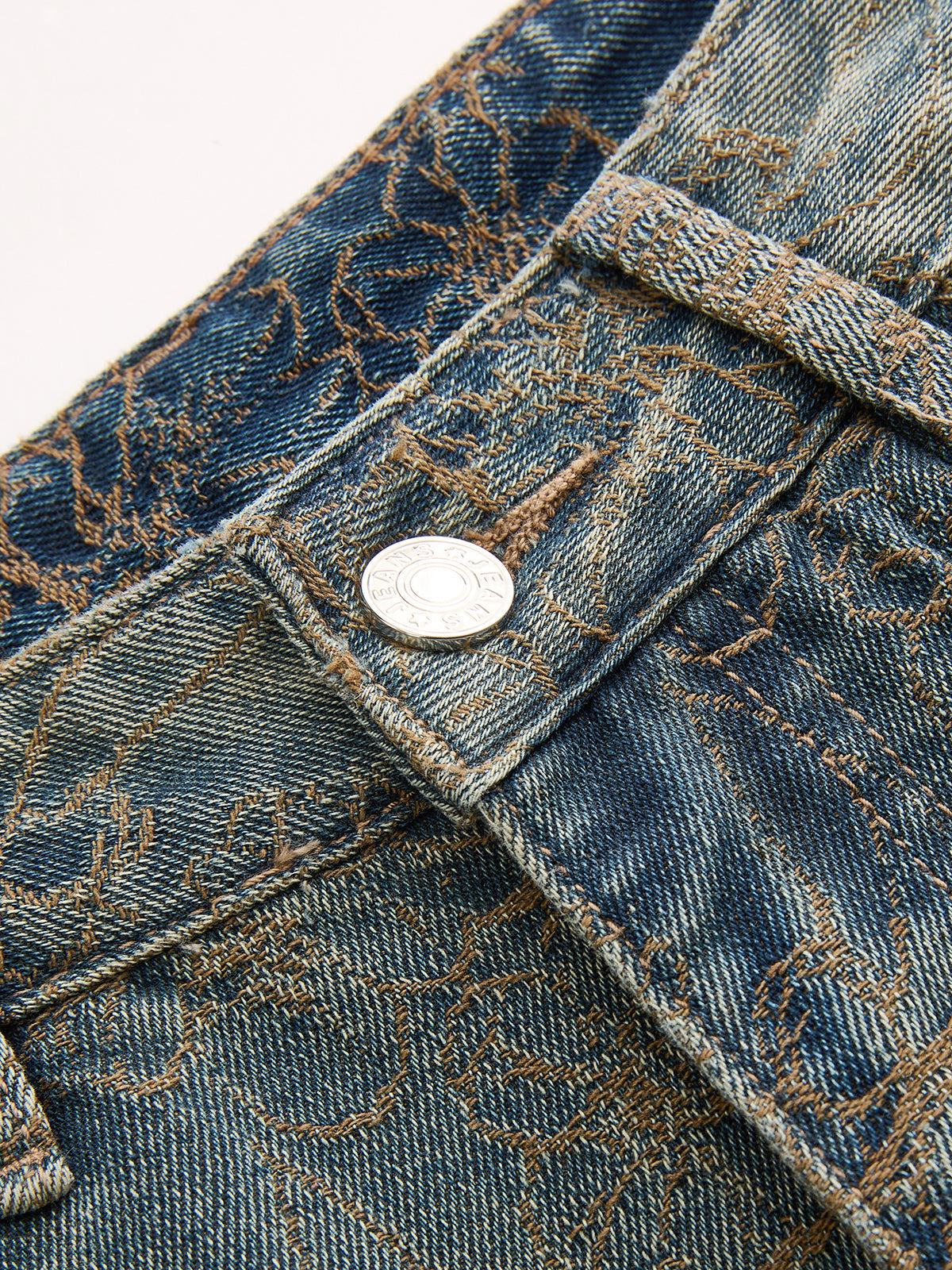 Jacquard Wide Leg Denim Pants