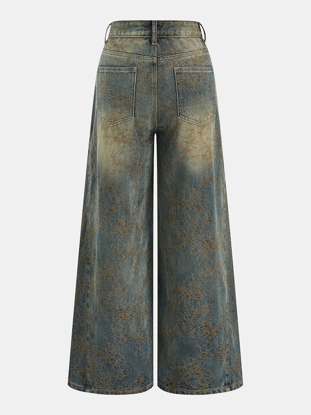 Jacquard Wide Leg Denim Pants