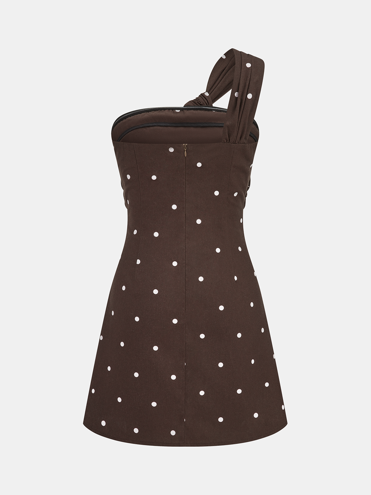 Polka Dot One Shoulder Linen Blend Mini Dress