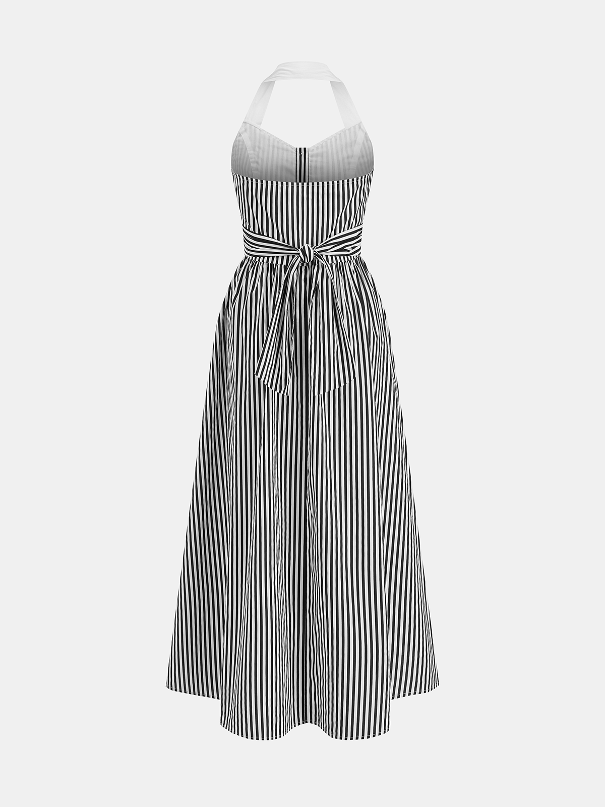 Cotton Striped Halter Maxi Dress
