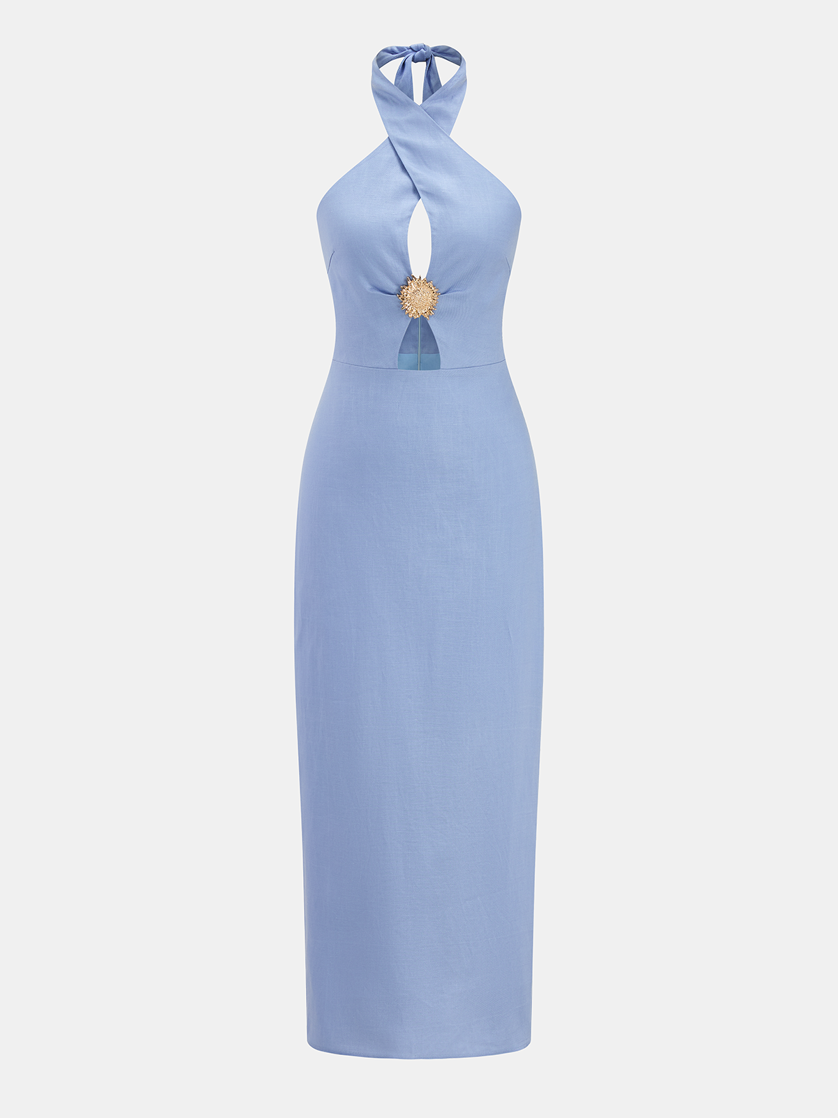 Trägerloses Midikleid aus Leinenmix mit Cut-Outs