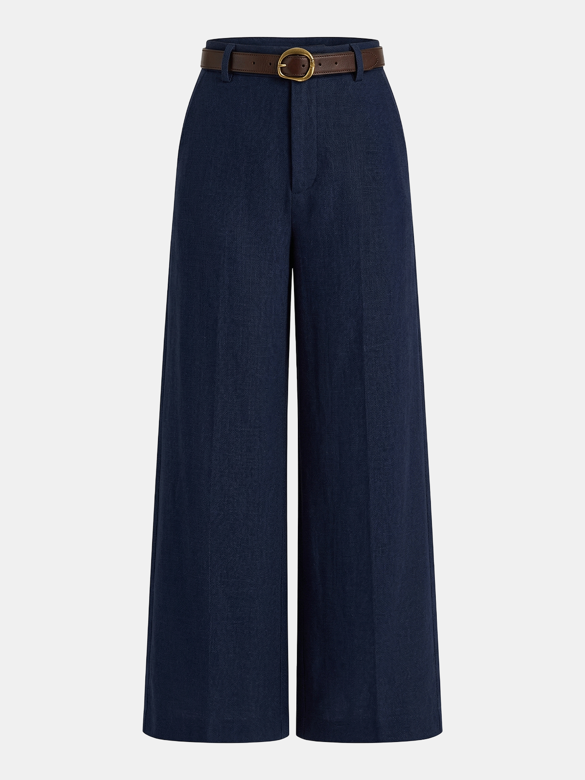 Pantalon large en lin mélangé ceinturé