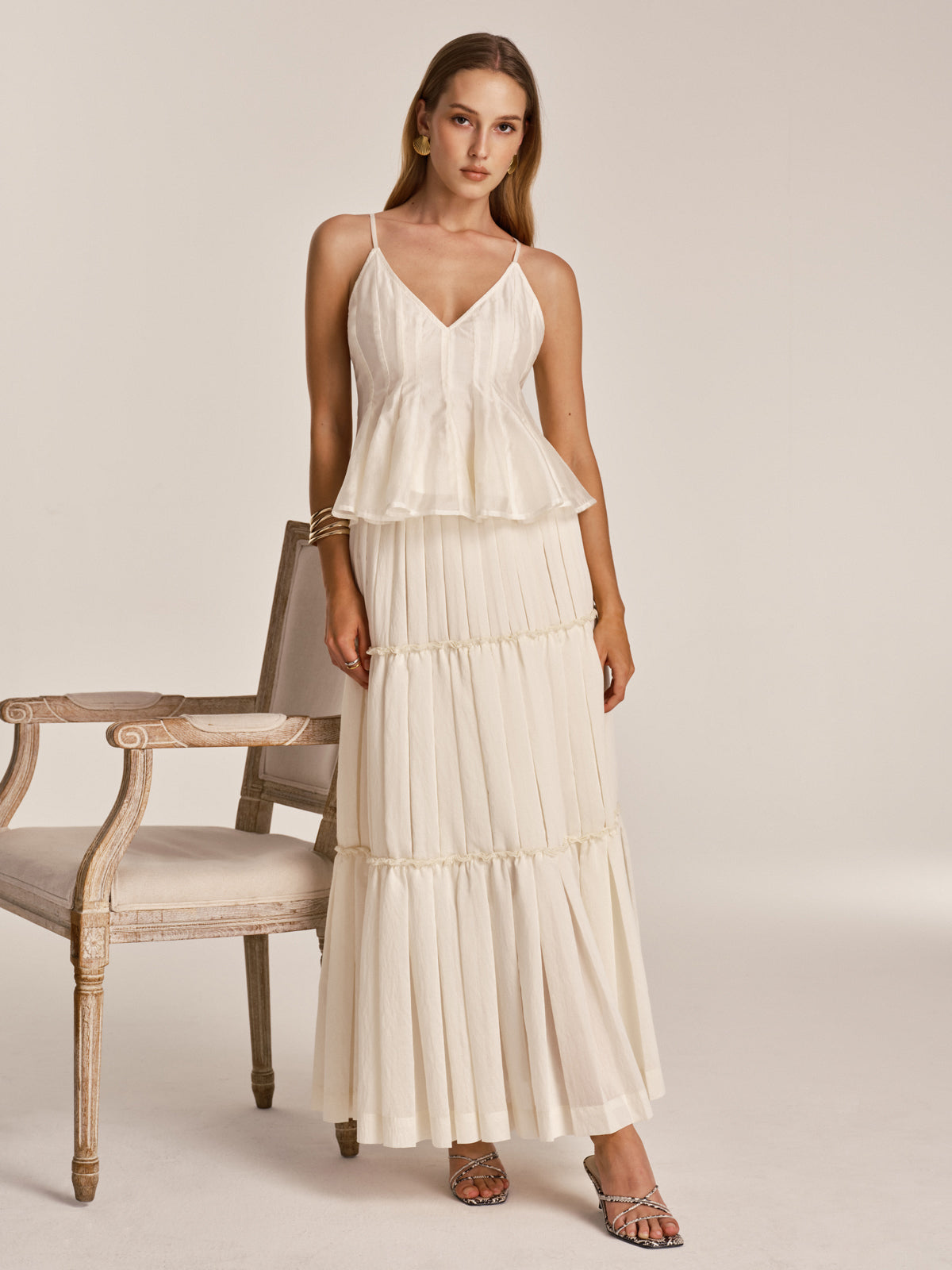 Peplum Cami Top & Tiered Maxi Skirt Set