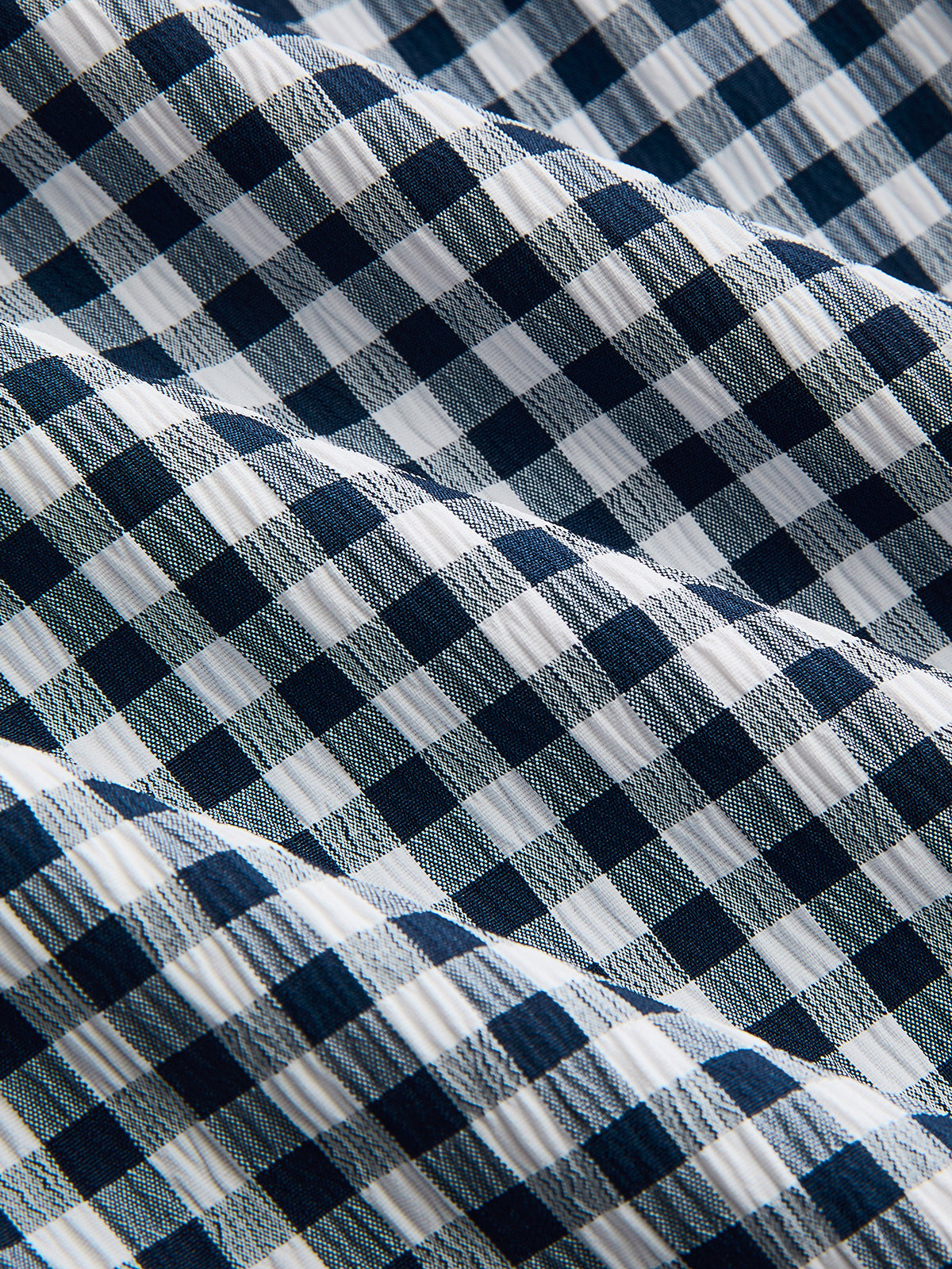 Gingham-Froschknopf-Kurzarm-Midikleid