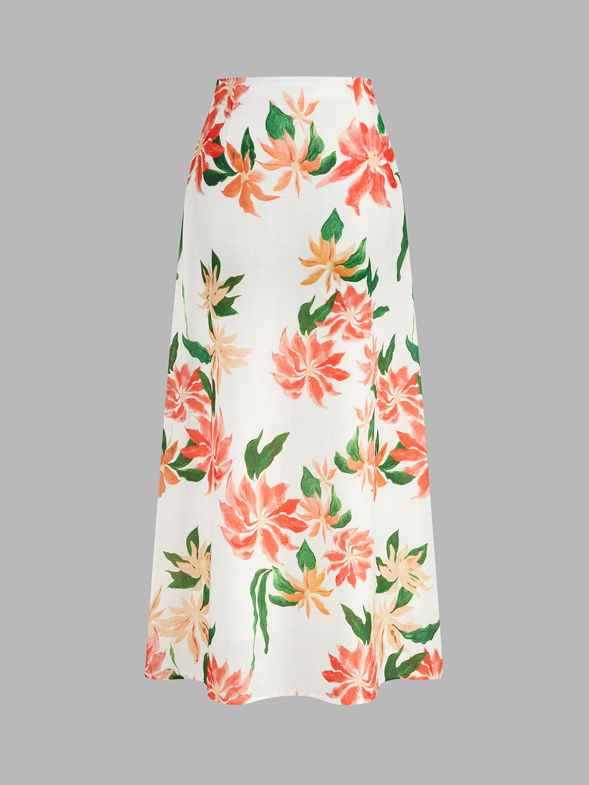 Floral Print Strapless Top & Midi Skirt Set