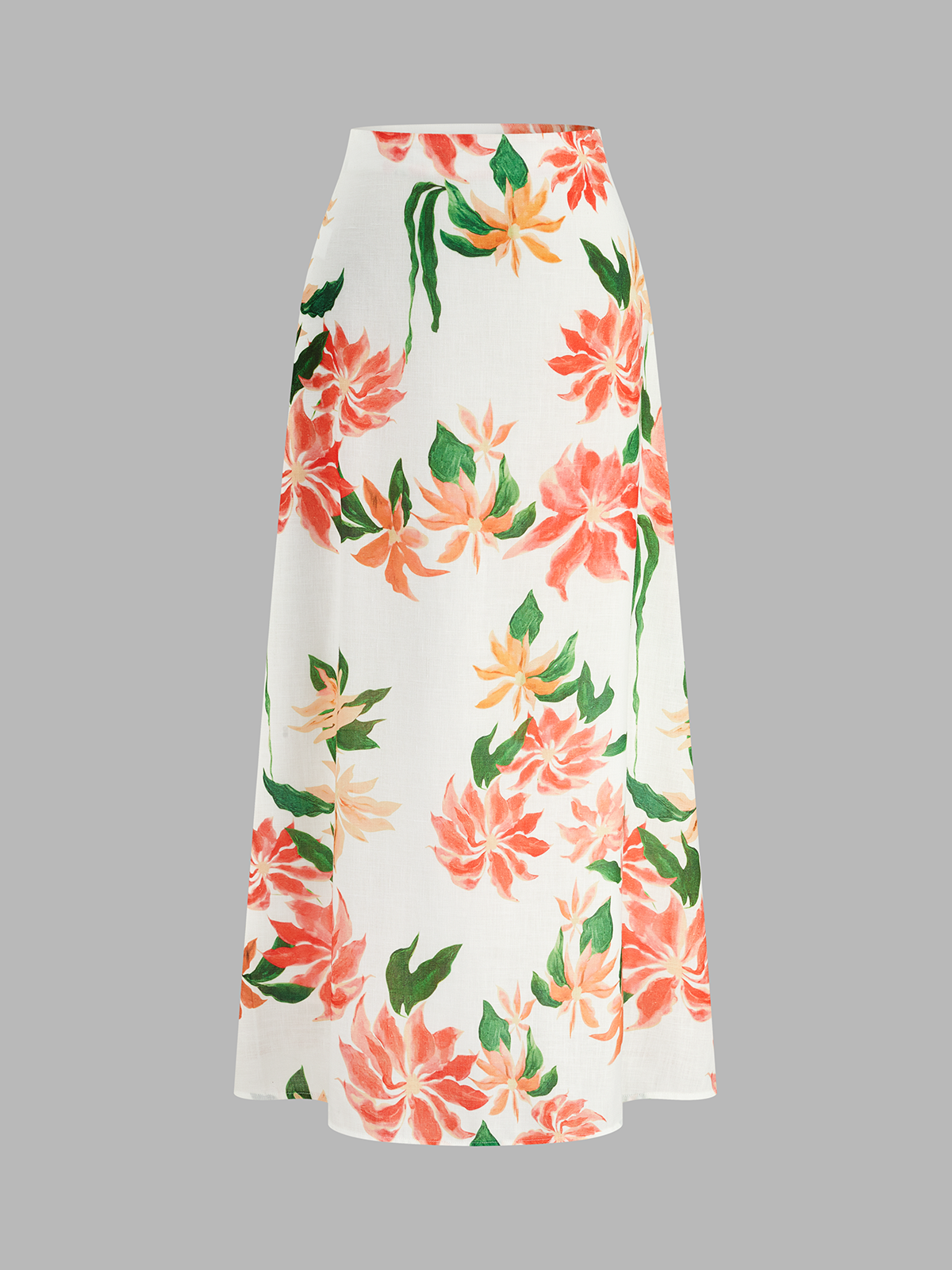 Floral Print Strapless Top & Midi Skirt Set