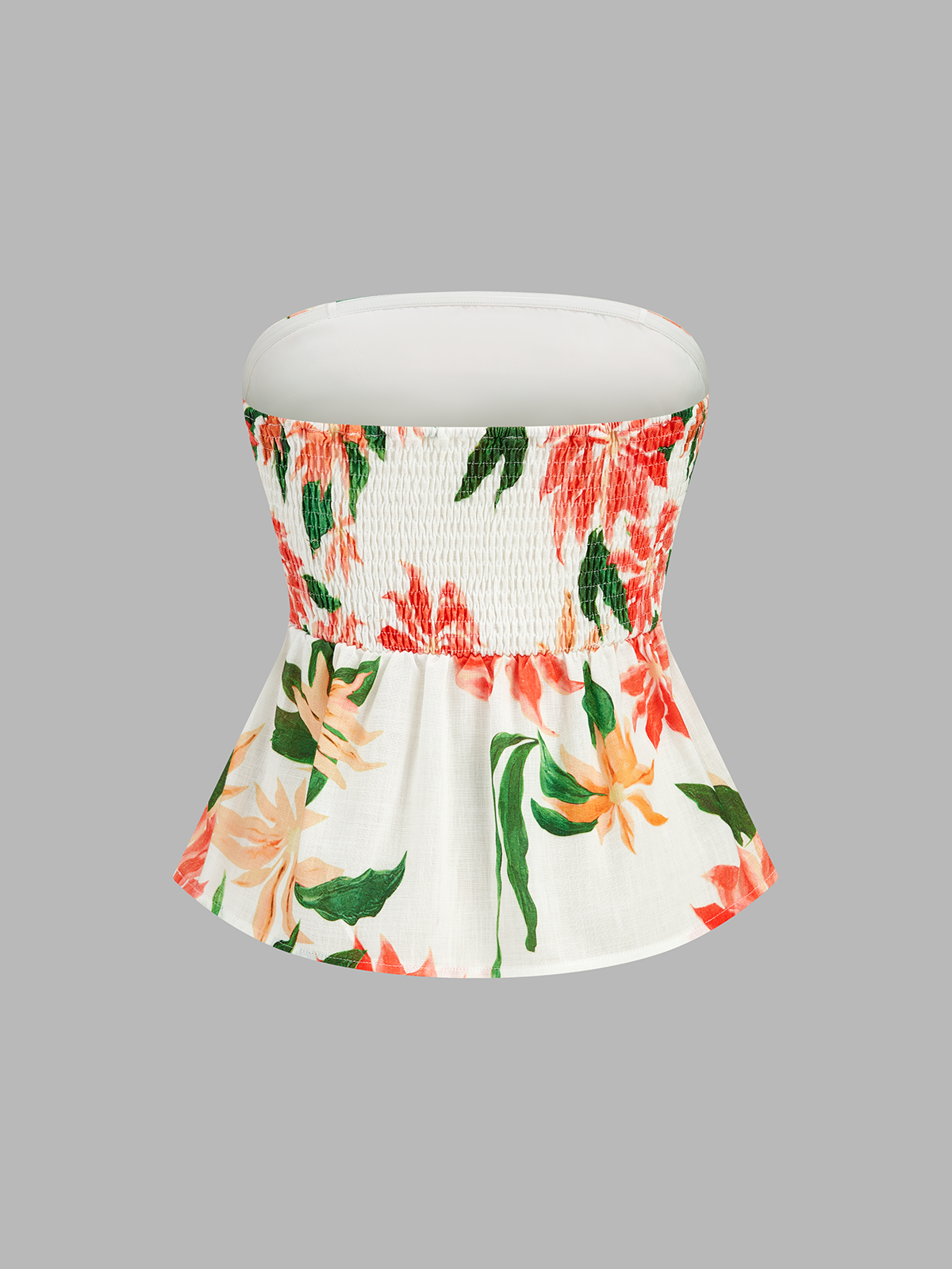 Floral Print Strapless Top & Midi Skirt Set
