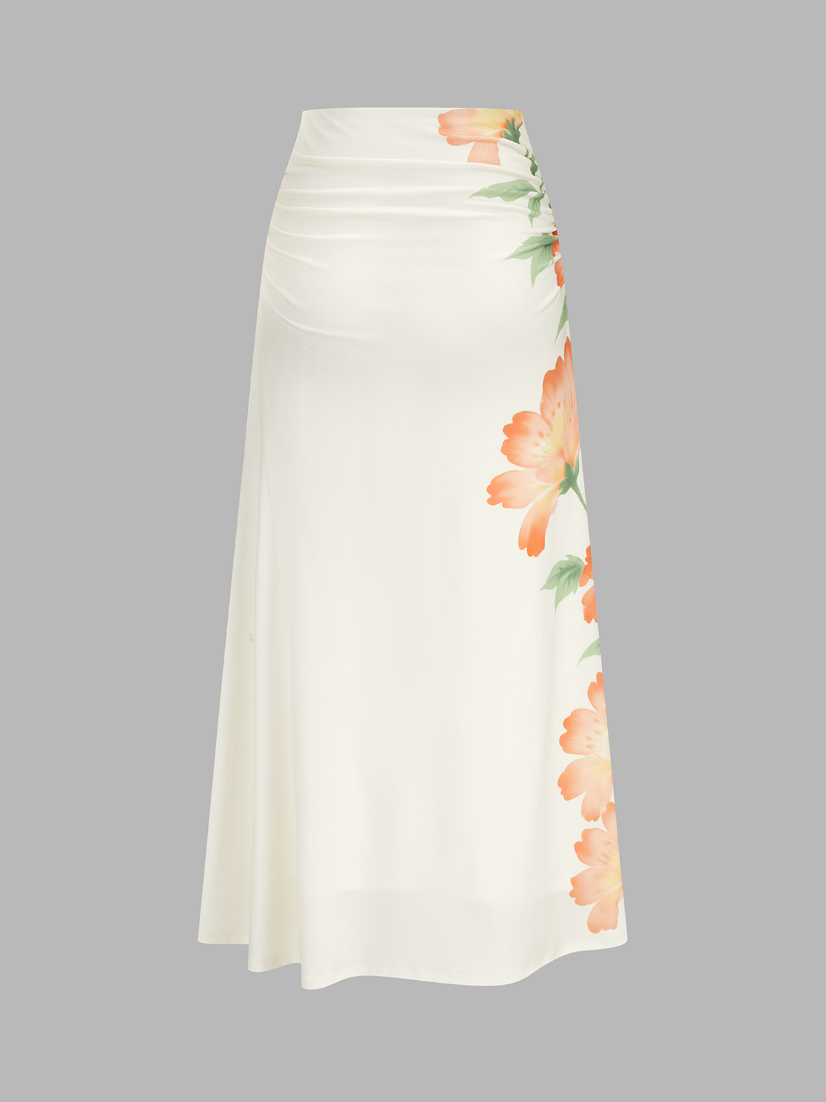 Floral Print Halter Crop Top & Ruched Skirt Set