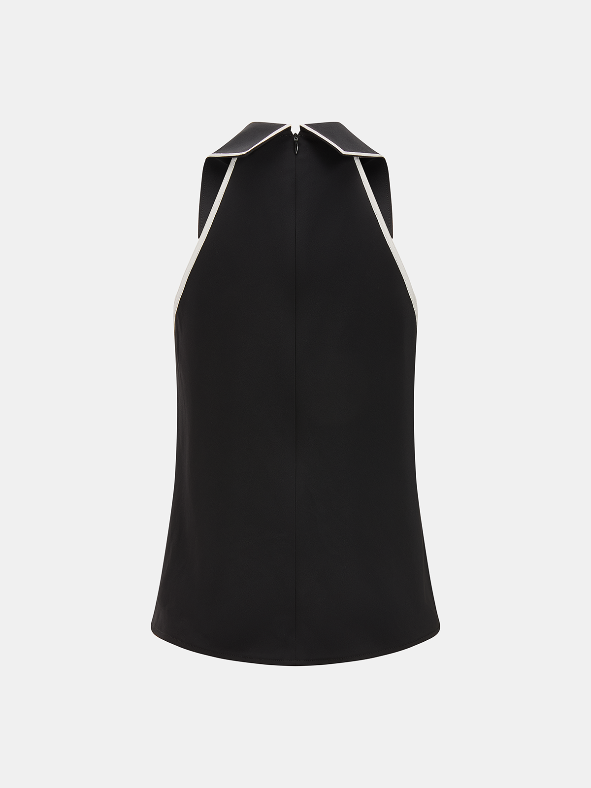 Tie Detail Contrast Piping Sleeveless Blouse