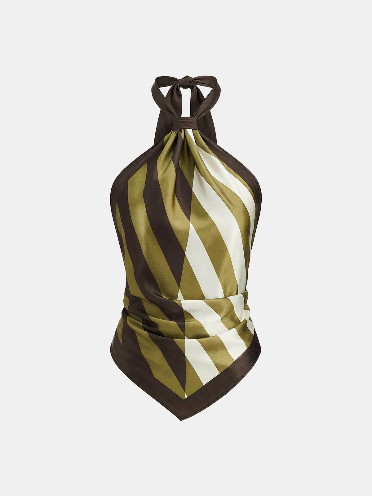 Haut licou en satin à motif géométrique rayé