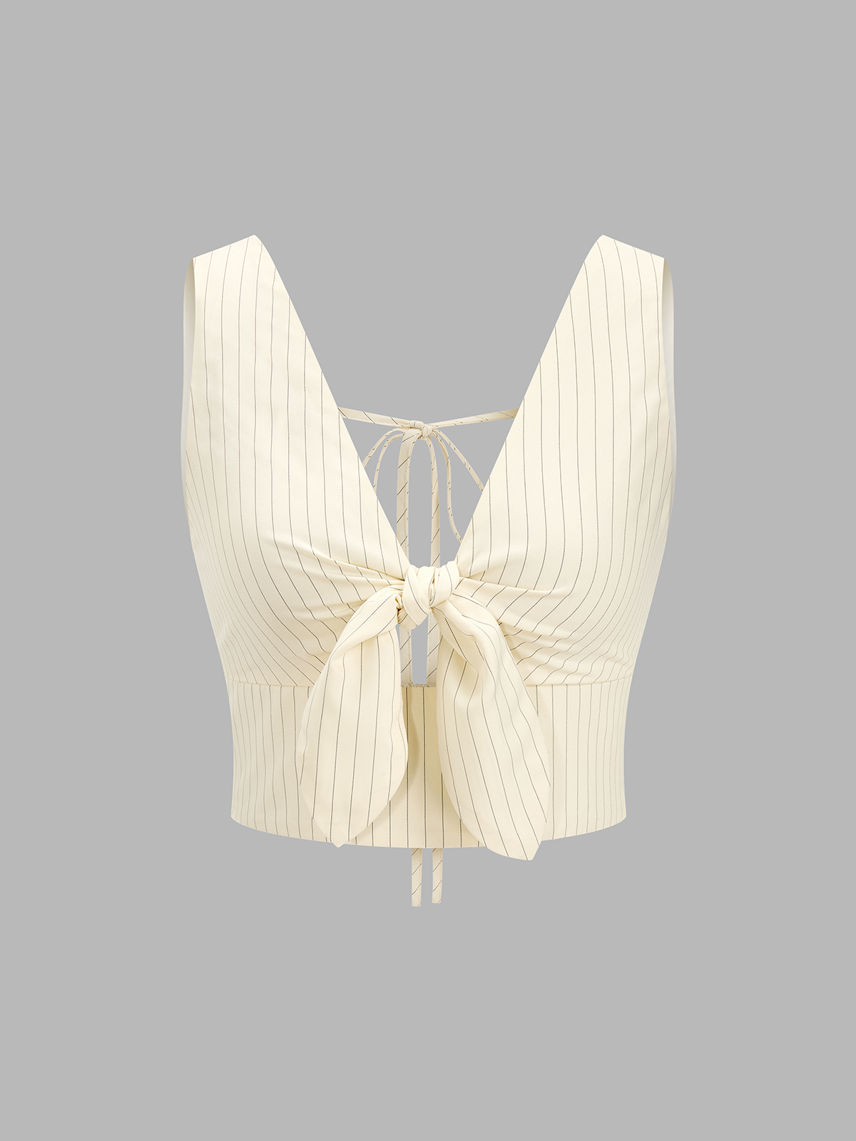 Gestreiftes bauchfreies Top mit Bindedetail und Shorts-Set