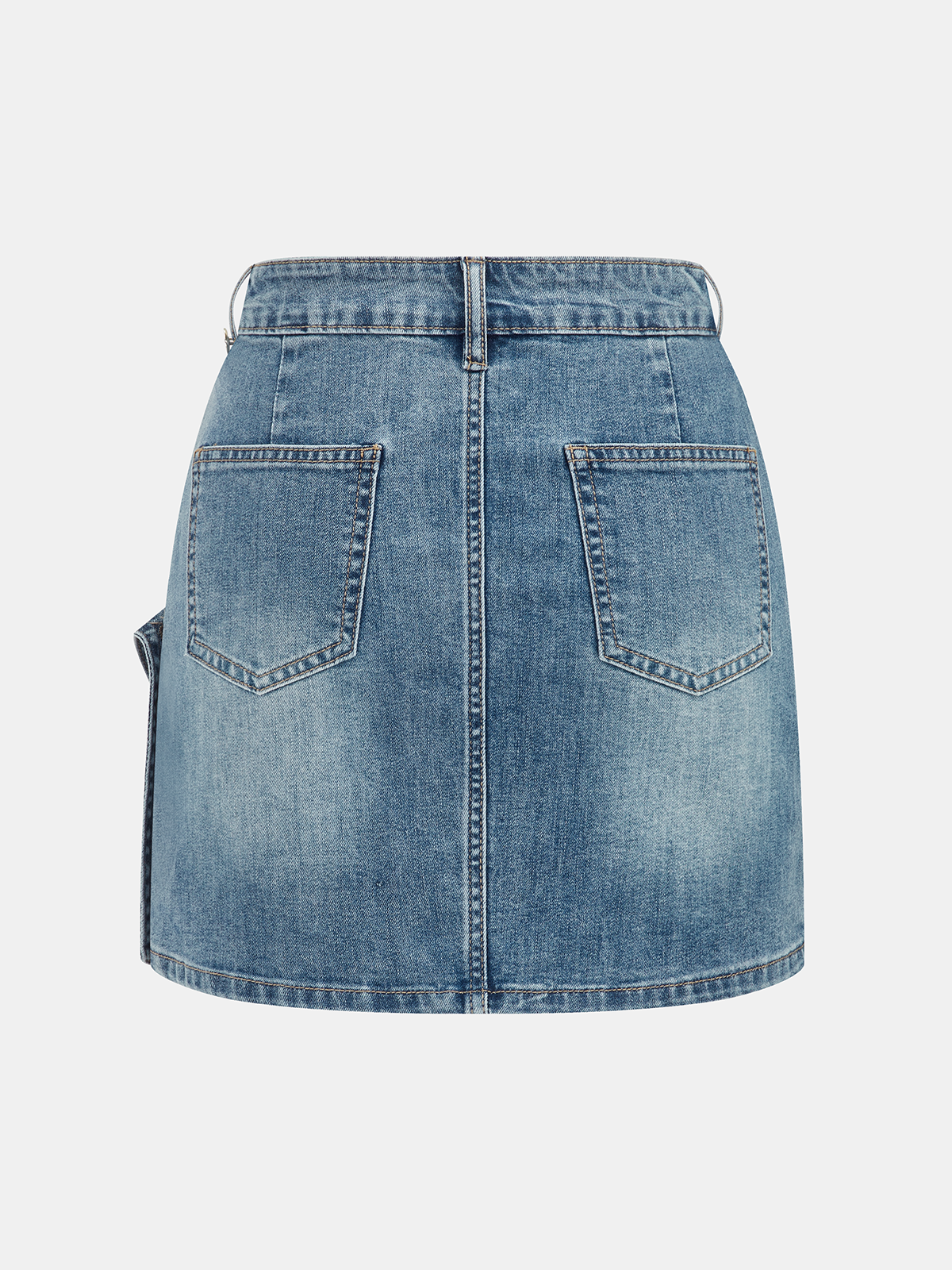 Asymmetrical Overlap Denim Mini Skirt