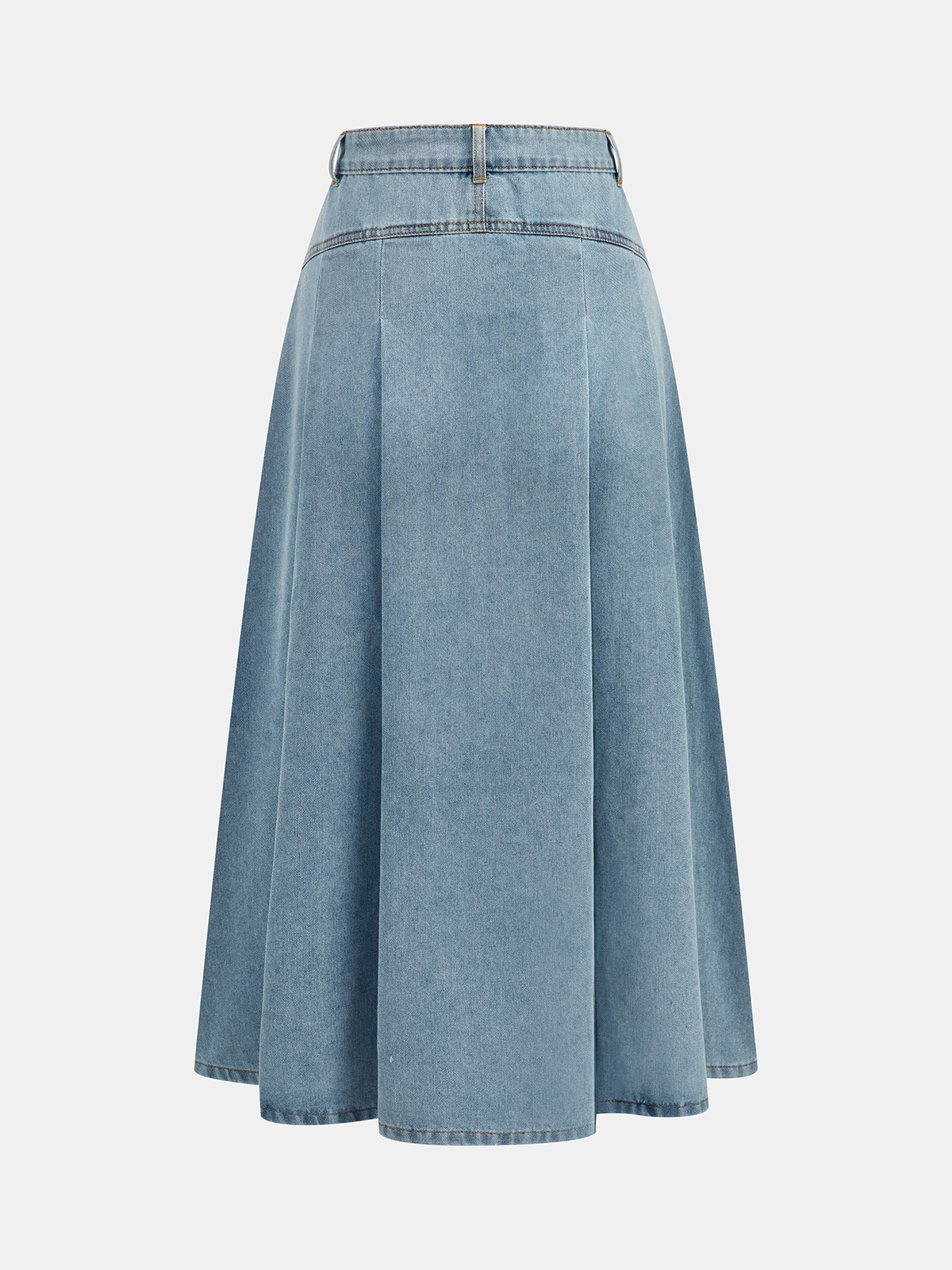 Ensemble gilet court en jean et jupe midi plissée