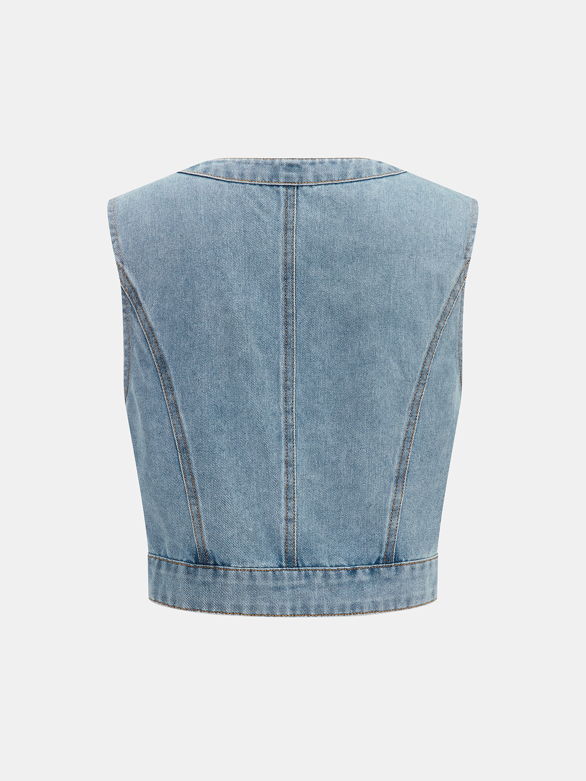 Denim Crop Vest & Pleated Midi Skirt Set