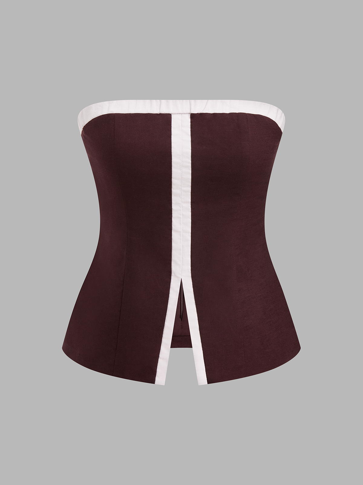 Baumwoll-Leinen-Set mit Kontrastbesatz: Tube-Top & Hose