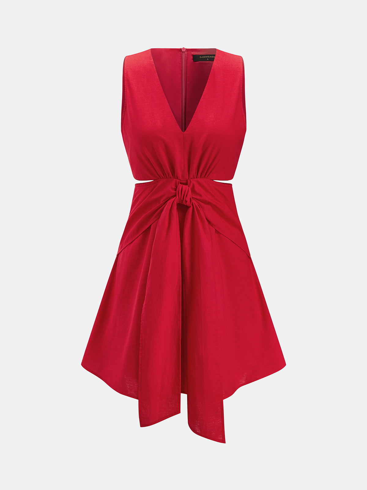 Cotton Linen Cutout Knot Mini Dress
