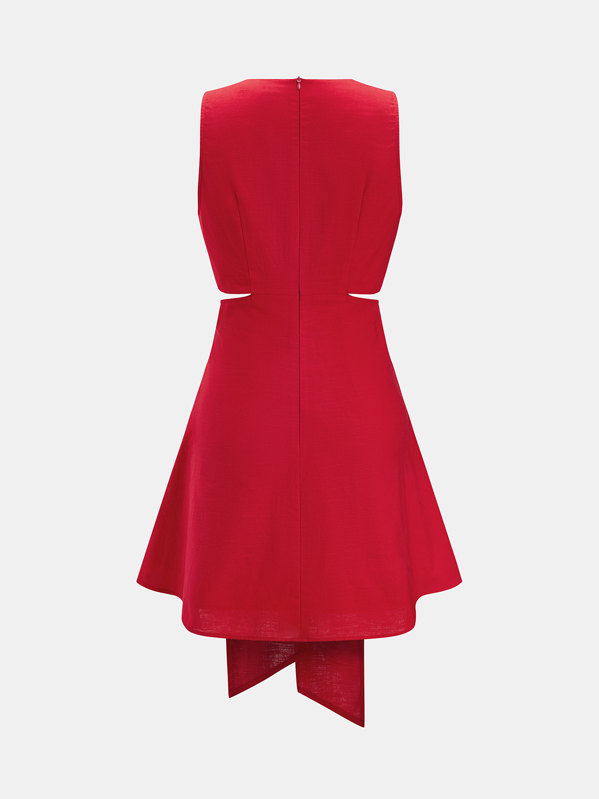 Cotton Linen Cutout Knot Mini Dress